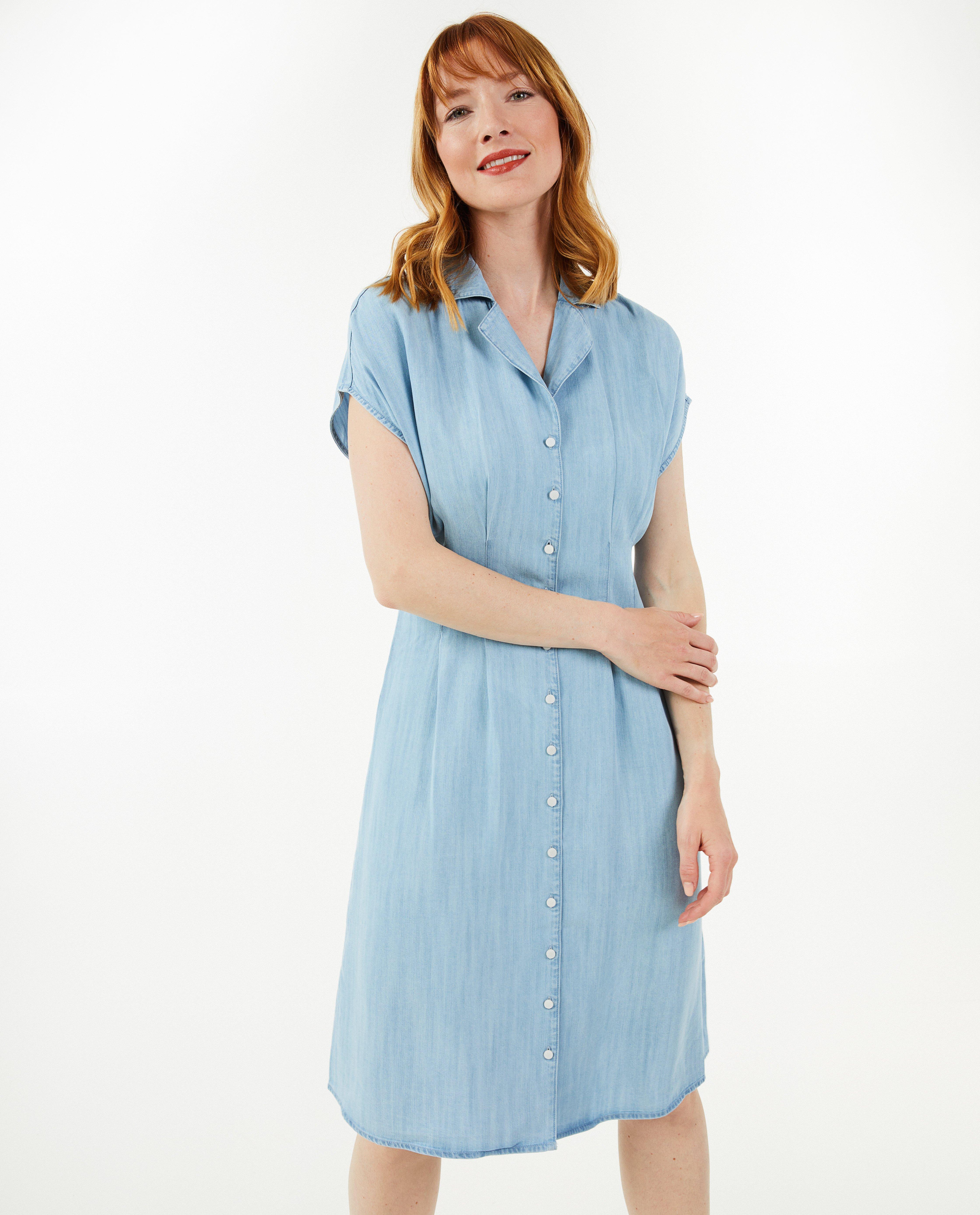 Robes - Robe en jeans plissée