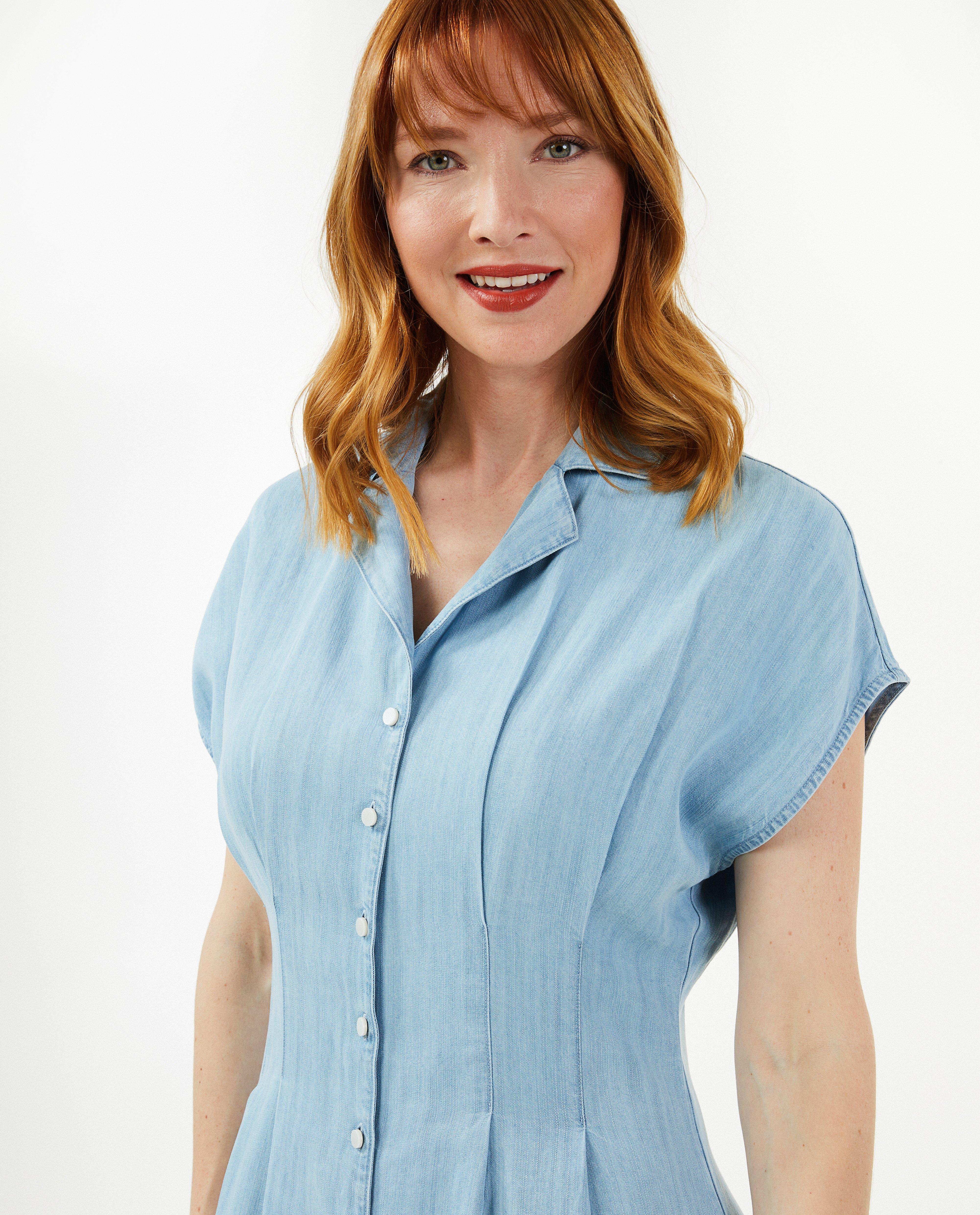 Robes - Robe en jeans plissée