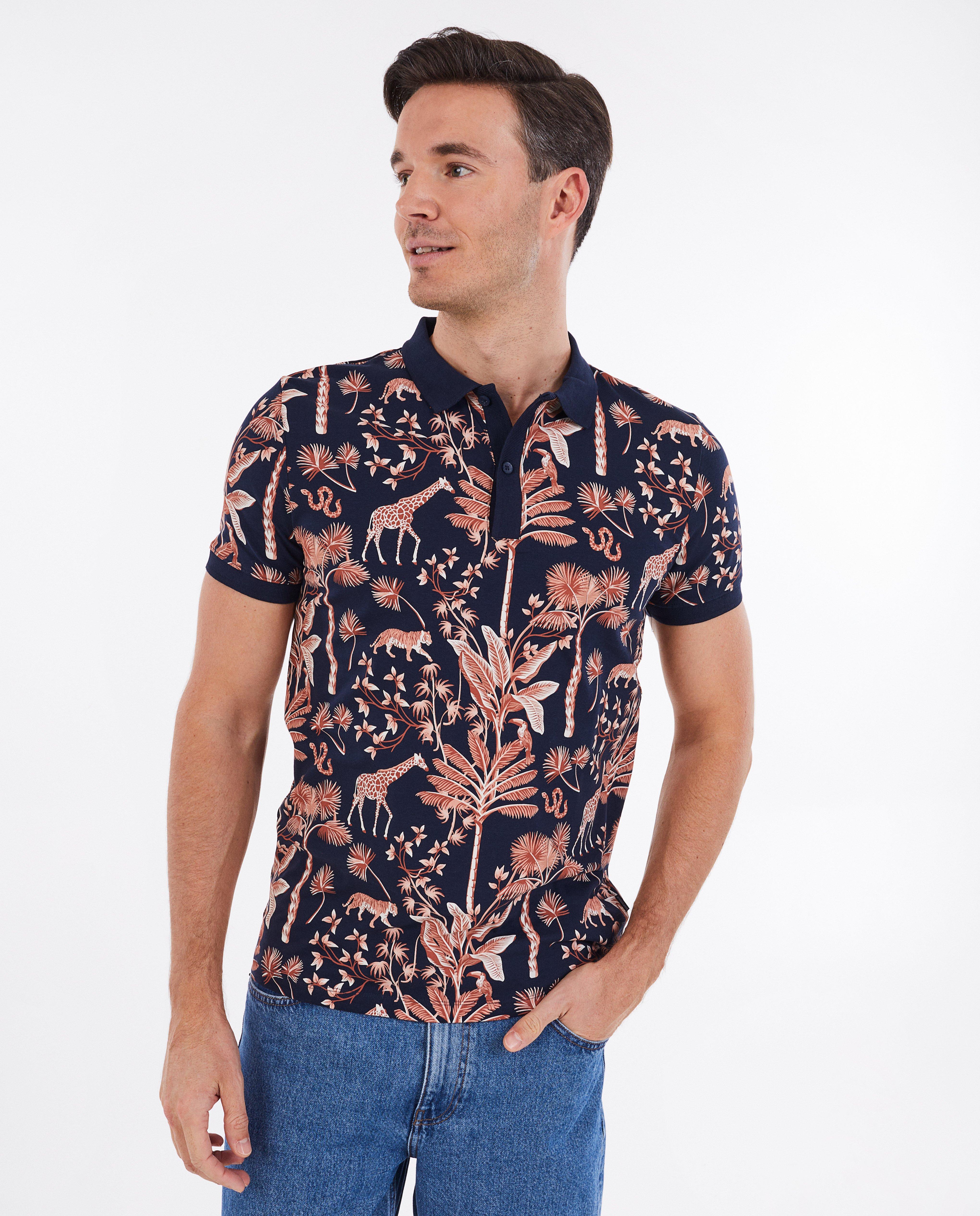 Polo met tropische print, heren - null - Quarterback