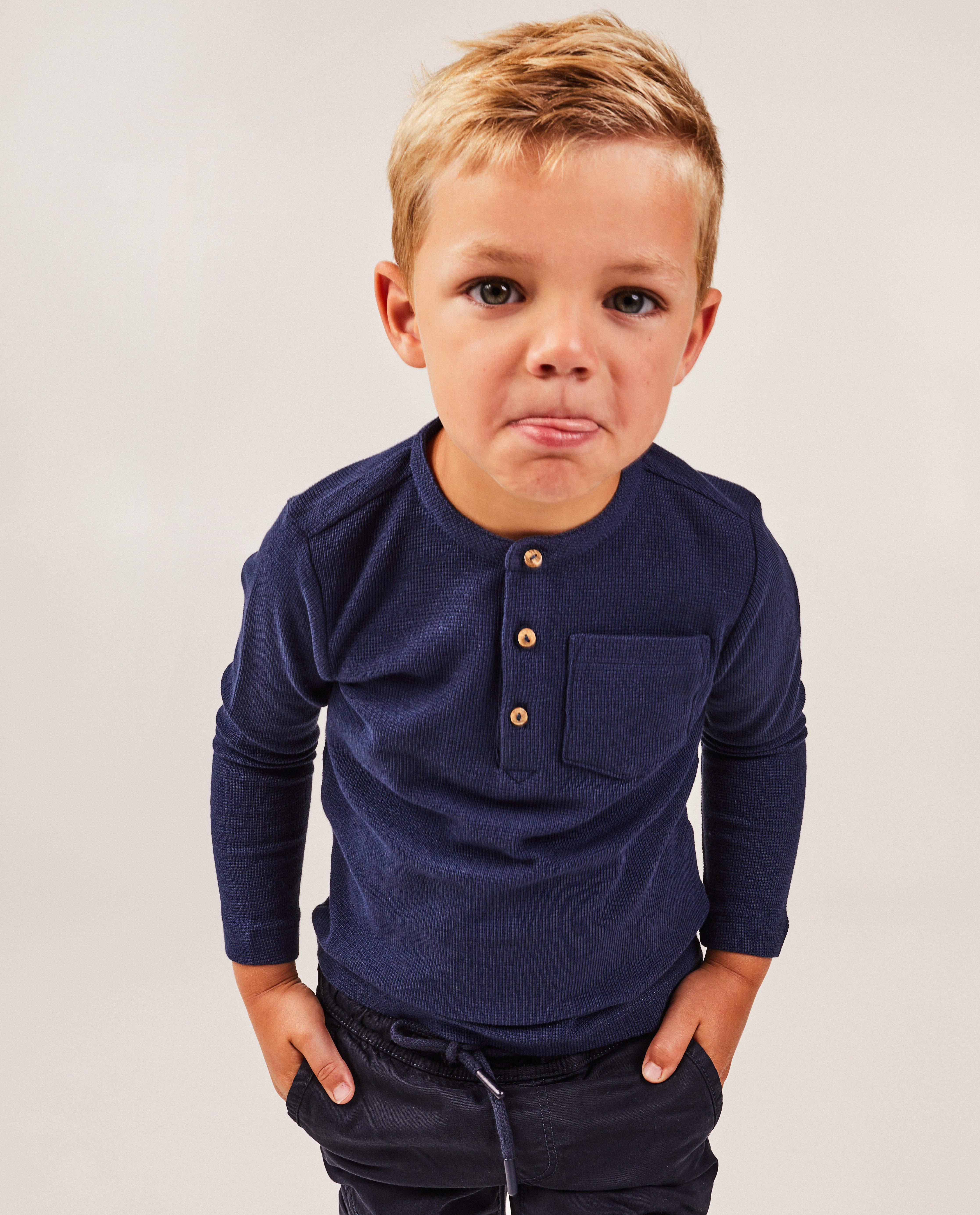 T-shirts - Longsleeve met wafelpatroon, 2-7 jaar