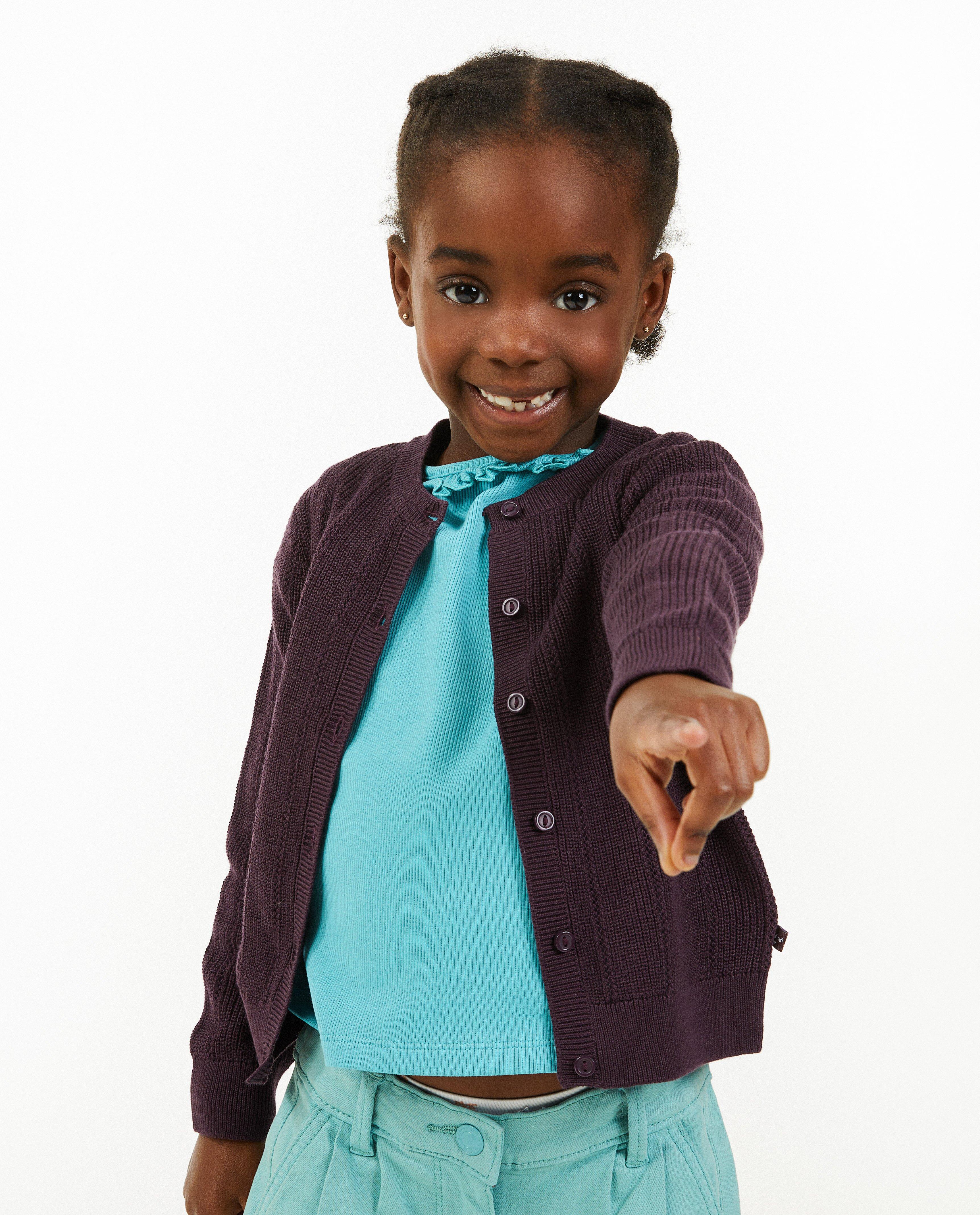 Cardigan violet fonc&eacute; &agrave; partie ajour&eacute;e - D&eacute;tails du produit - violet - image num&eacute;ro 2