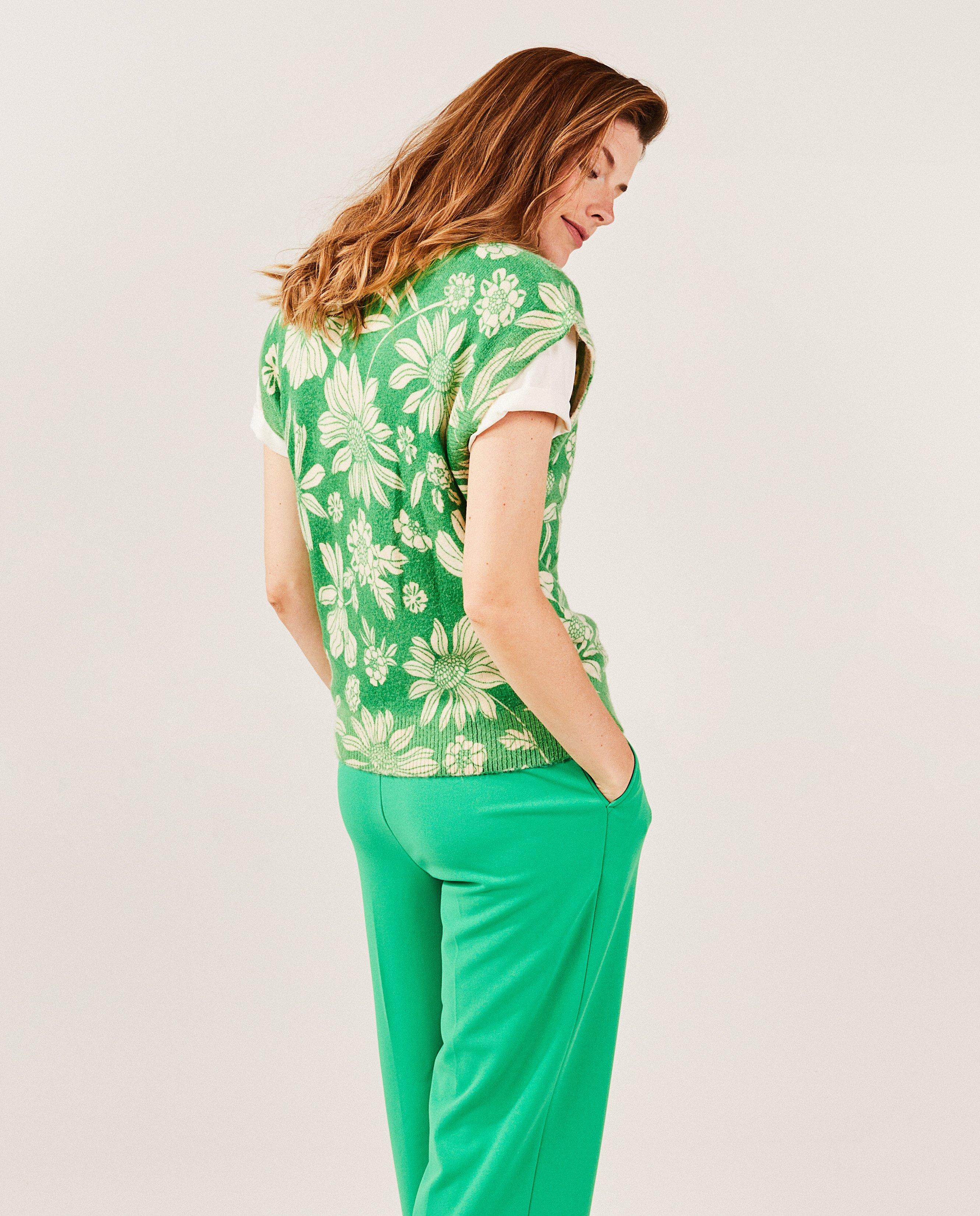 Cardigan - Mouwloze cardigan met bloemenprint