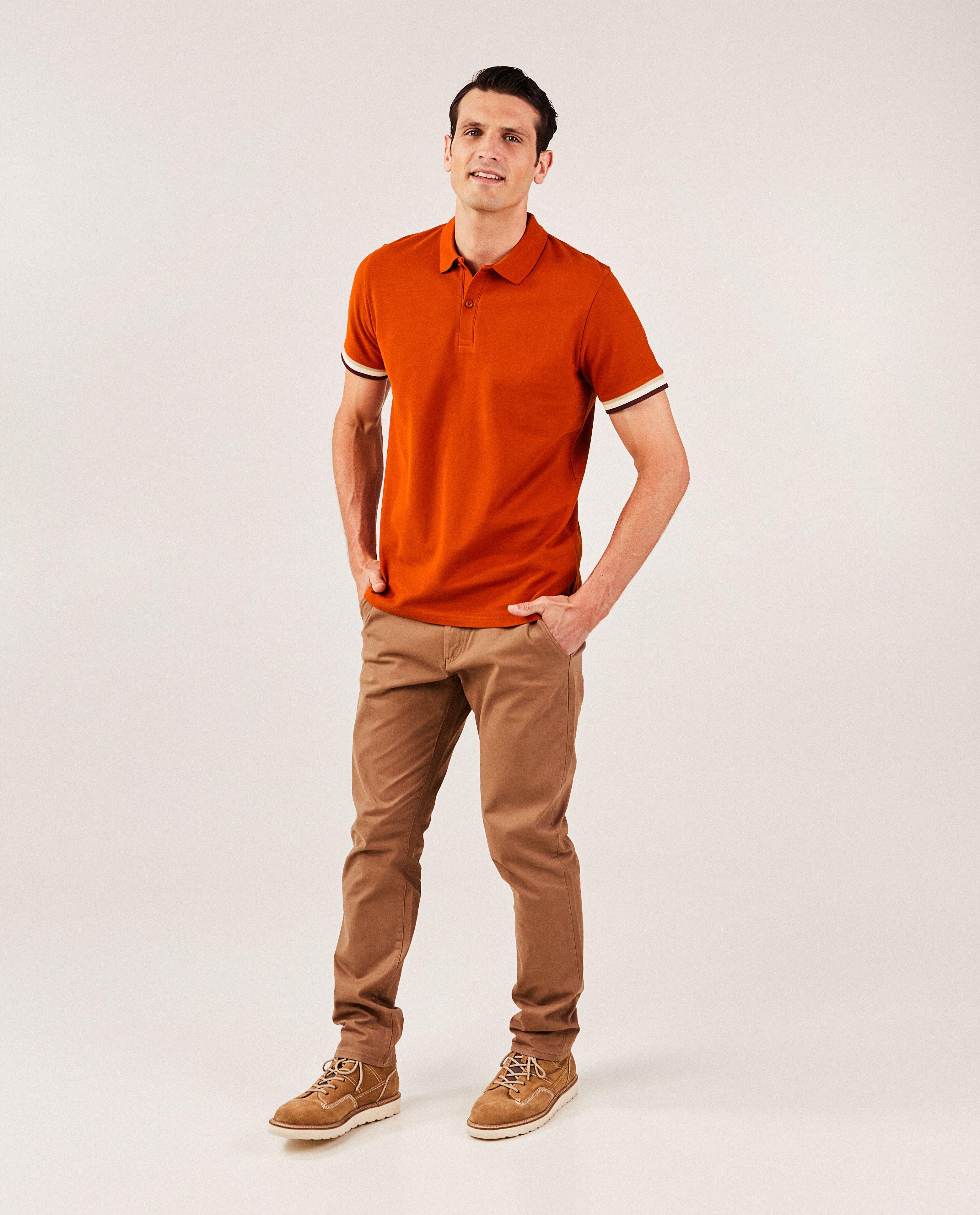 Polo brun orangé, regular fit - null - Quarterback