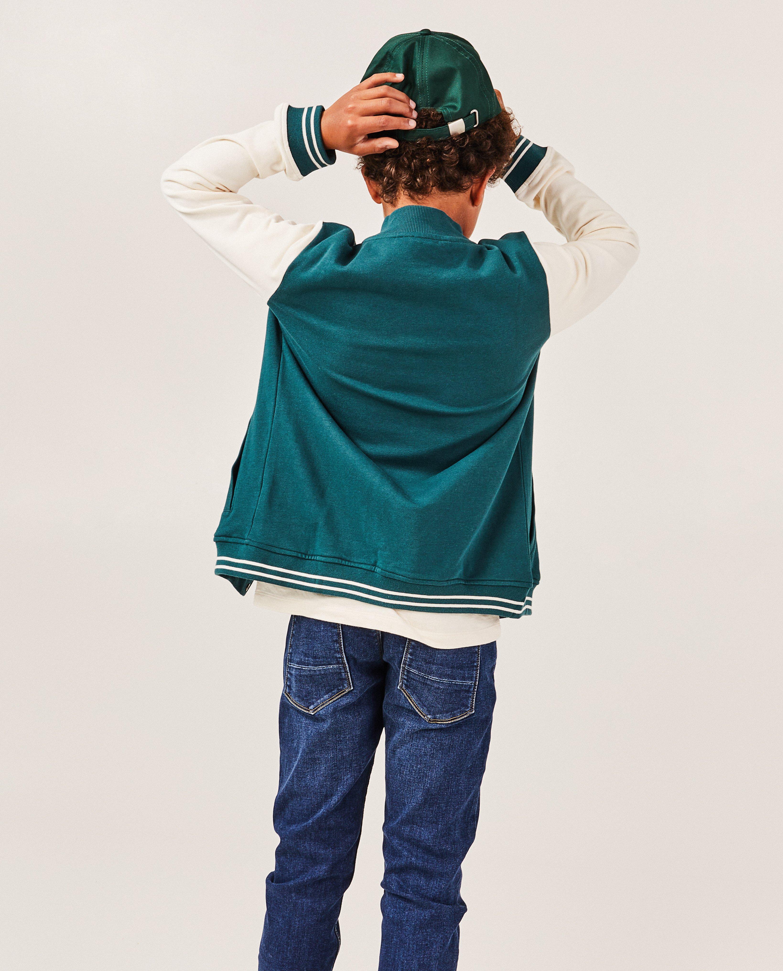 Cardigan - Groen baseball vest, 7-14 jaar