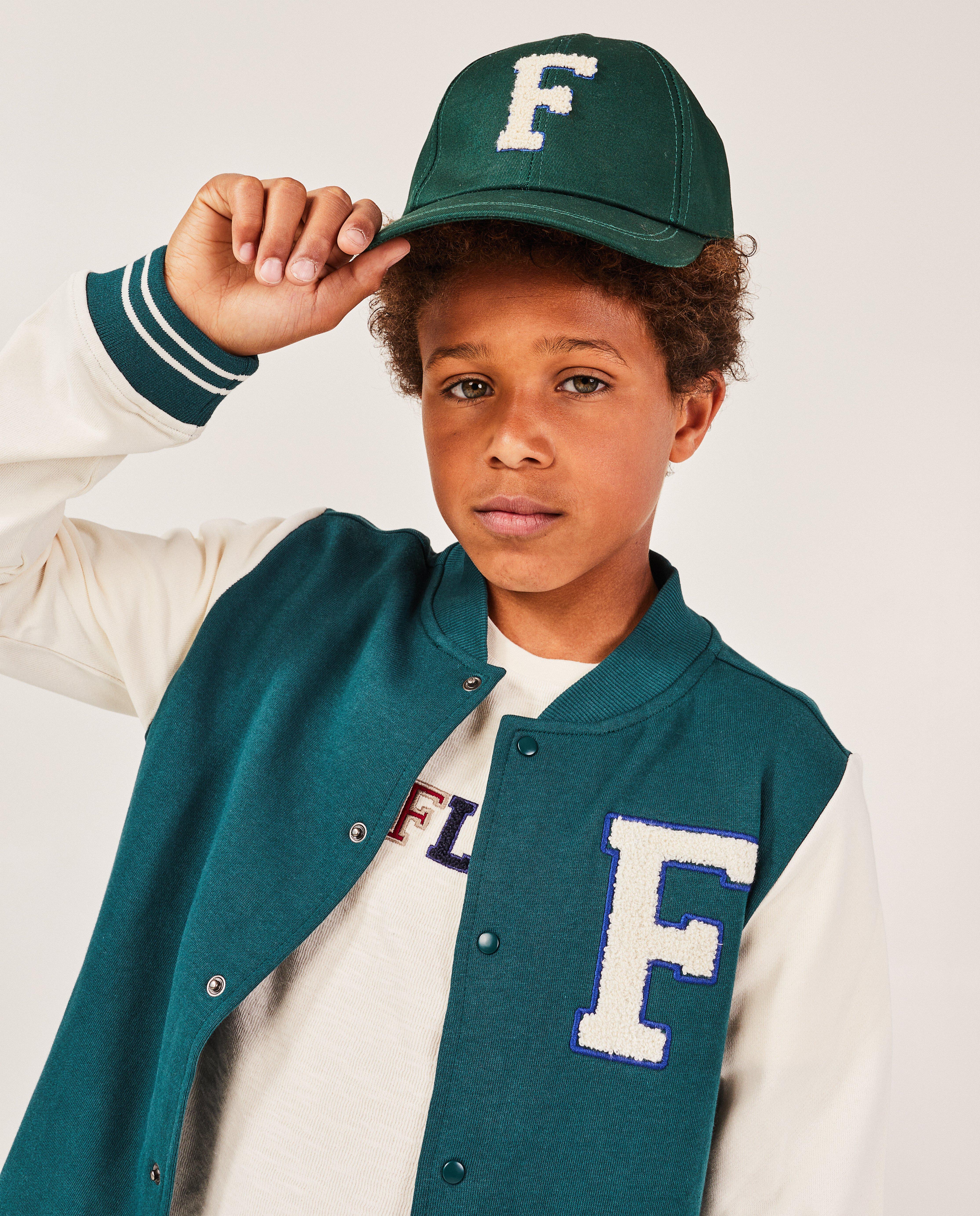 Cardigan - Groen baseball vest, 7-14 jaar