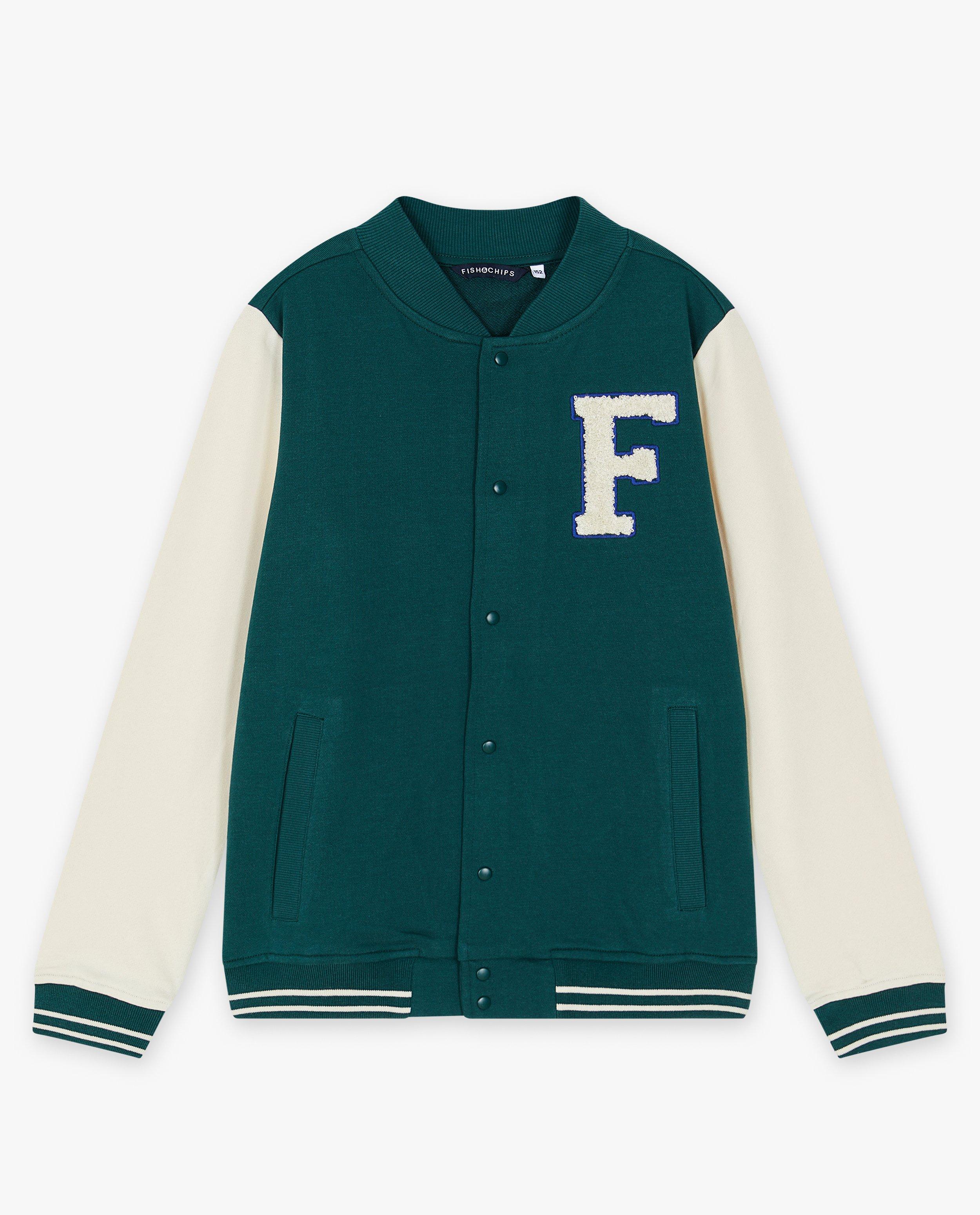 Cardigan - Groen baseball vest, 7-14 jaar