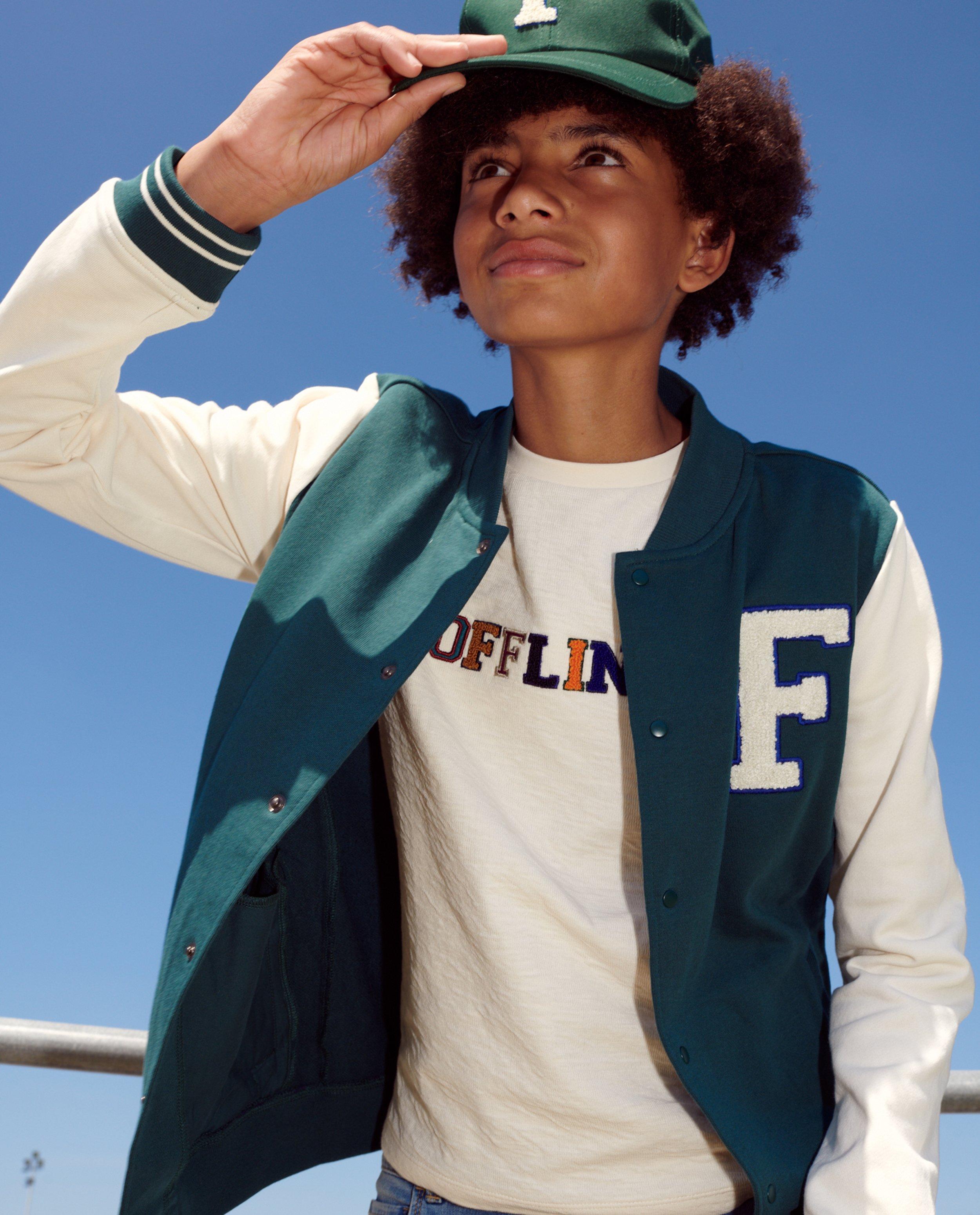 Cardigan - Groen baseball vest, 7-14 jaar