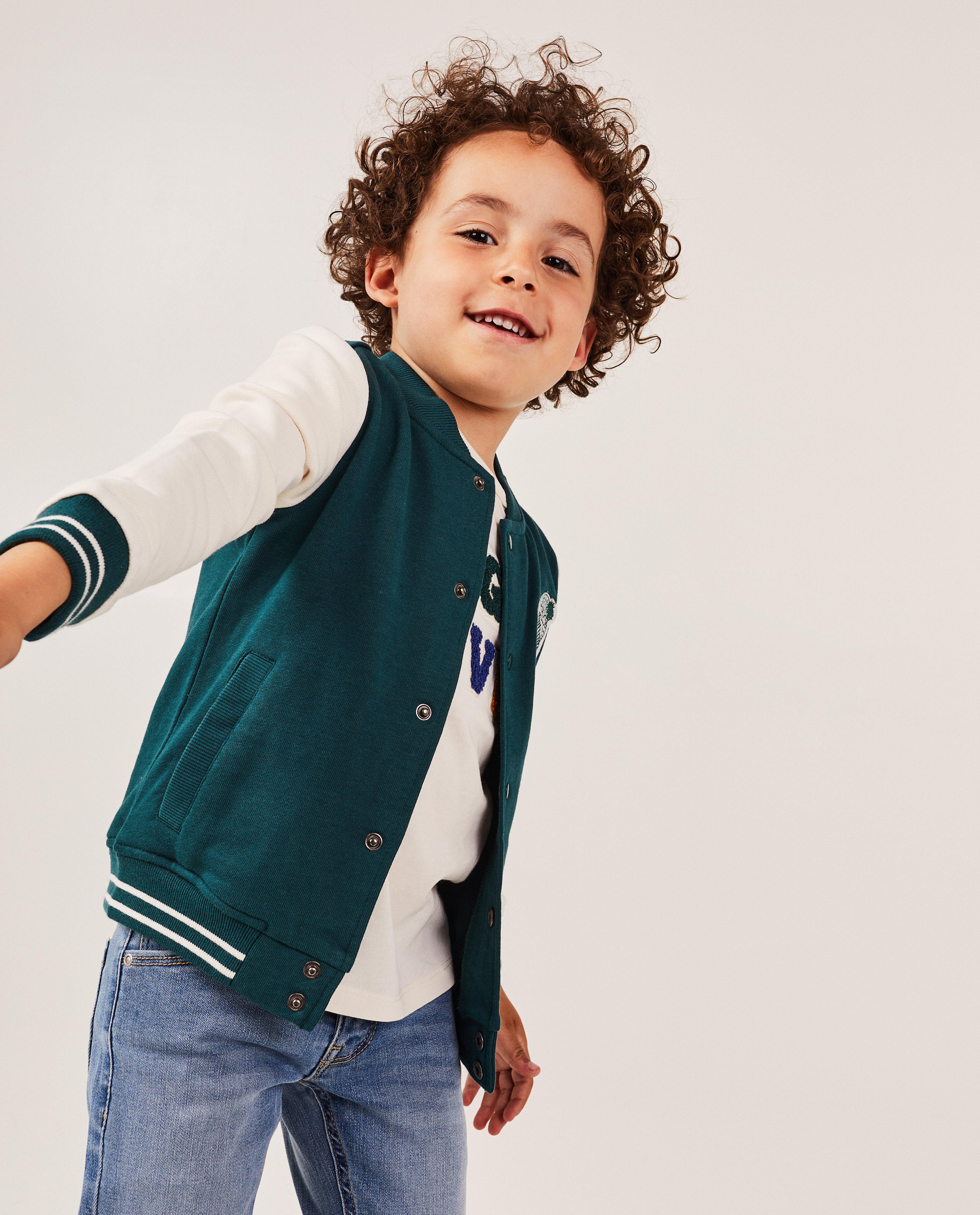 Cardigan - Groen baseball vest, 2-7 jaar