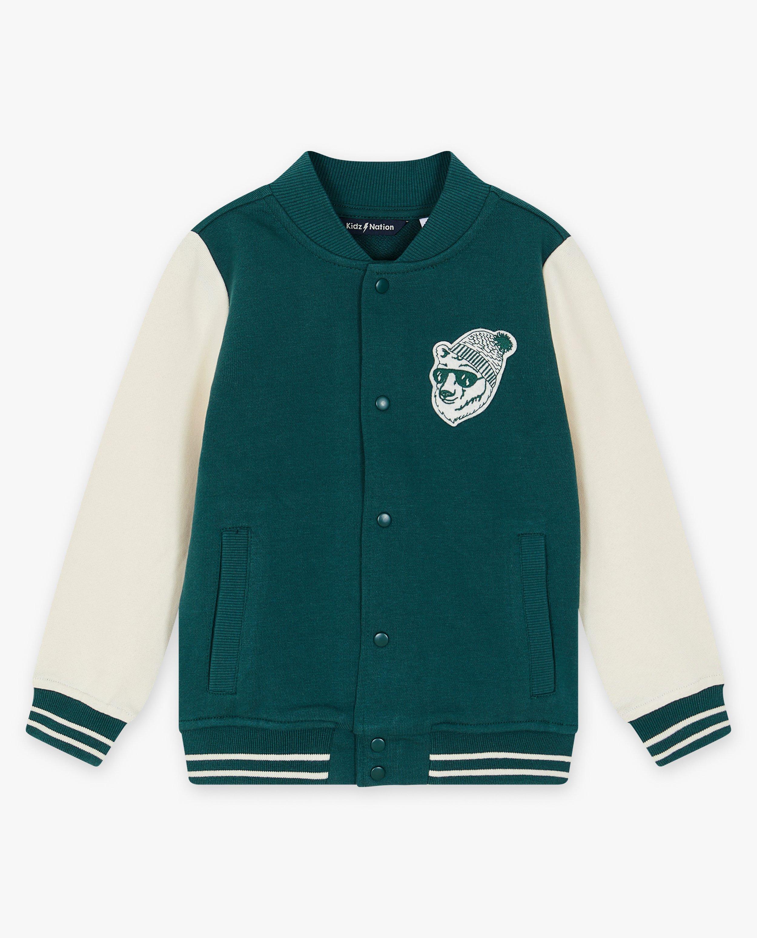 Cardigan - Groen baseball vest, 2-7 jaar