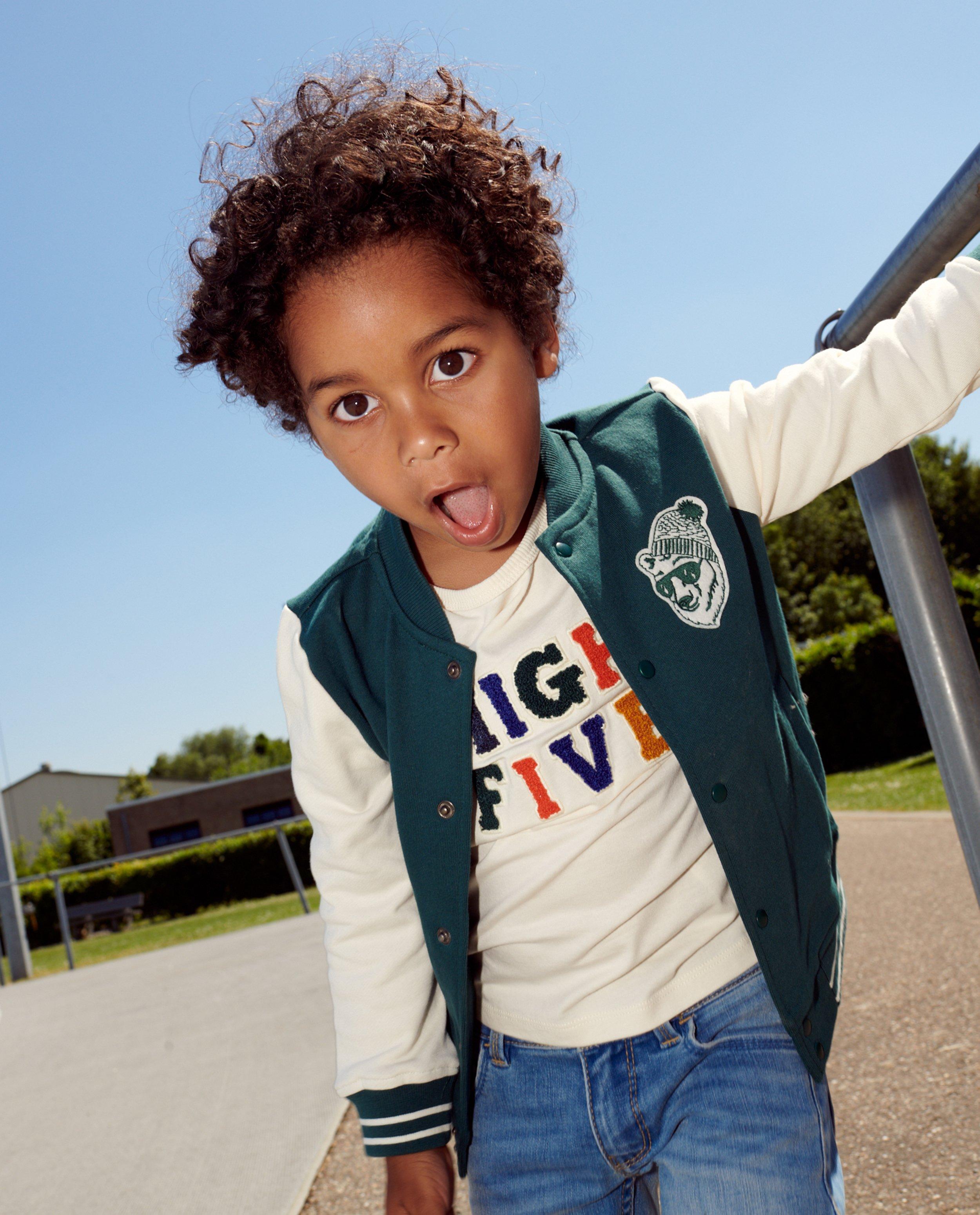Cardigan - Groen baseball vest, 2-7 jaar