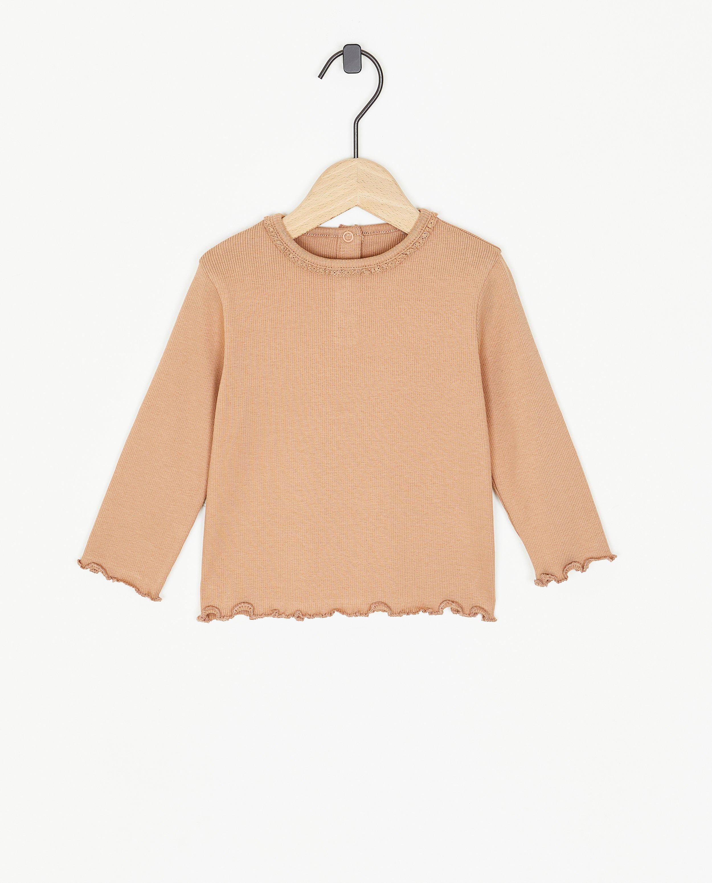 Oudroze longsleeve met rib - null - Cuddles and Smiles