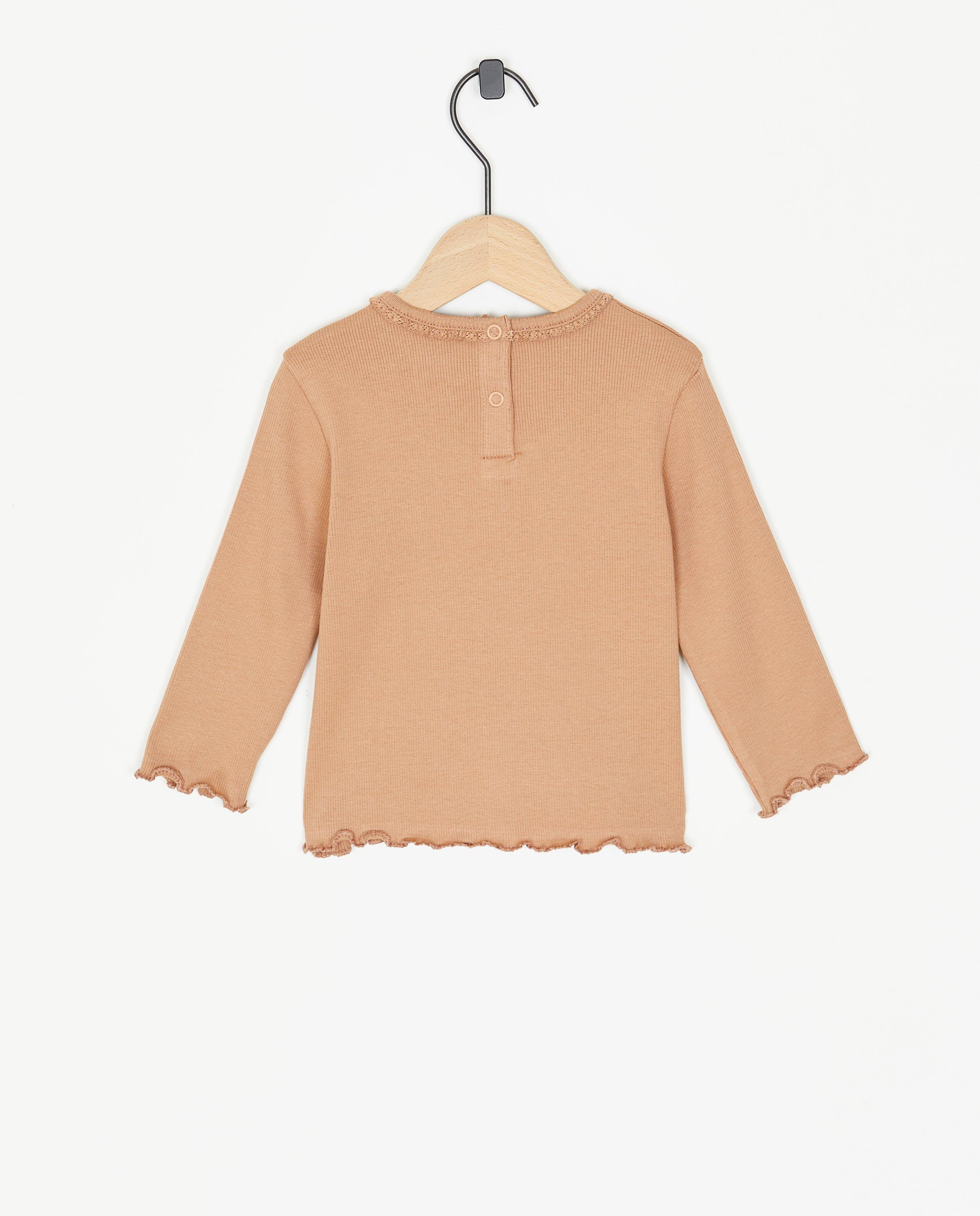 T-shirts - Oudroze longsleeve met rib