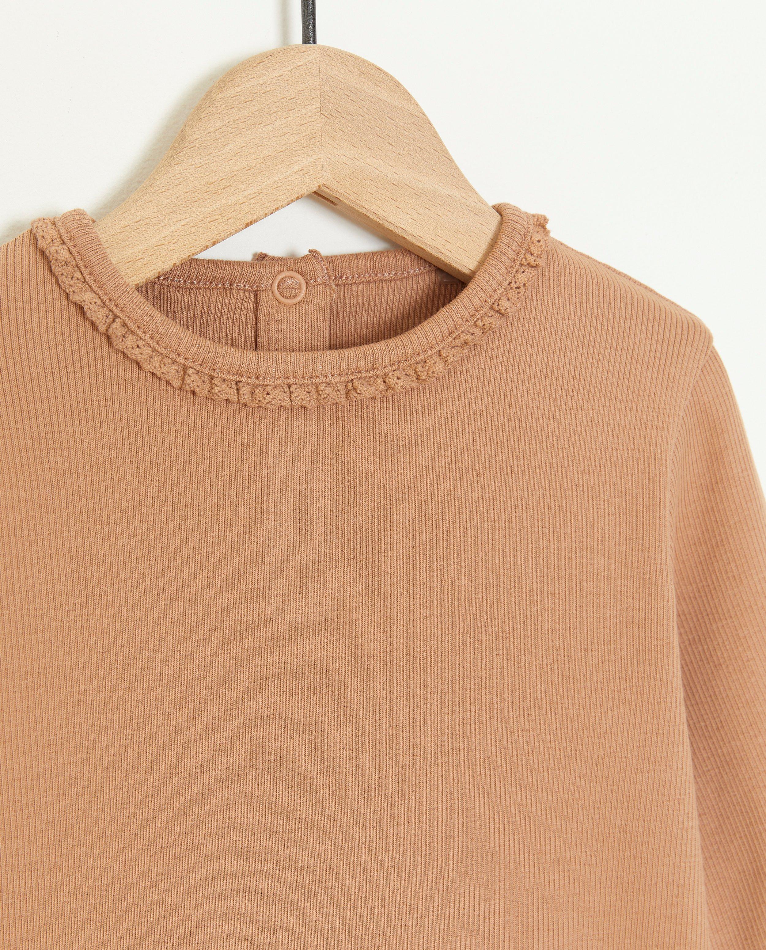 T-shirts - Oudroze longsleeve met rib