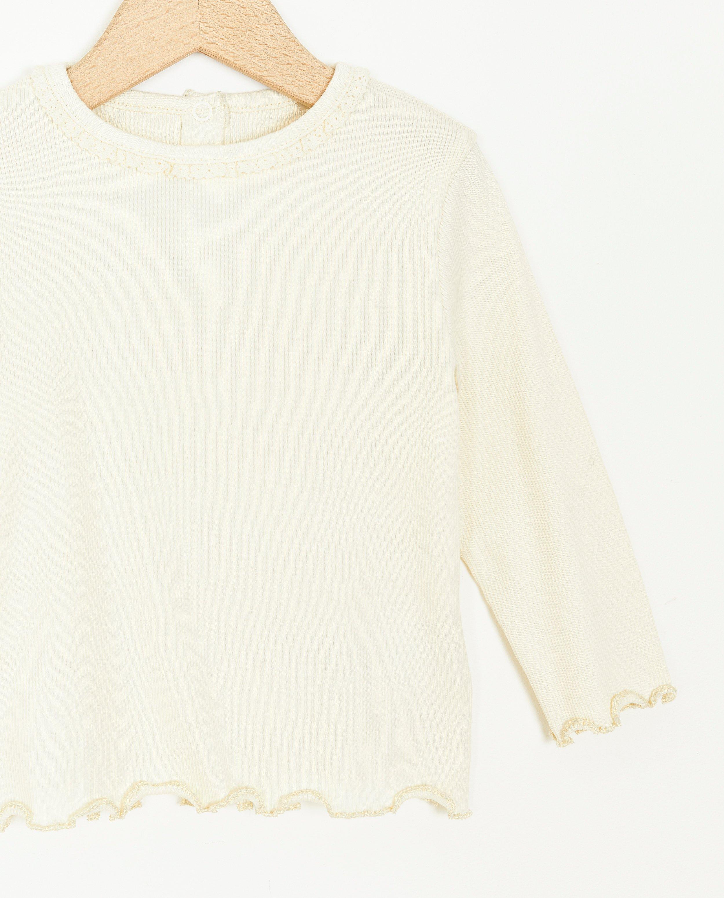 T-shirts - Oudroze longsleeve met rib
