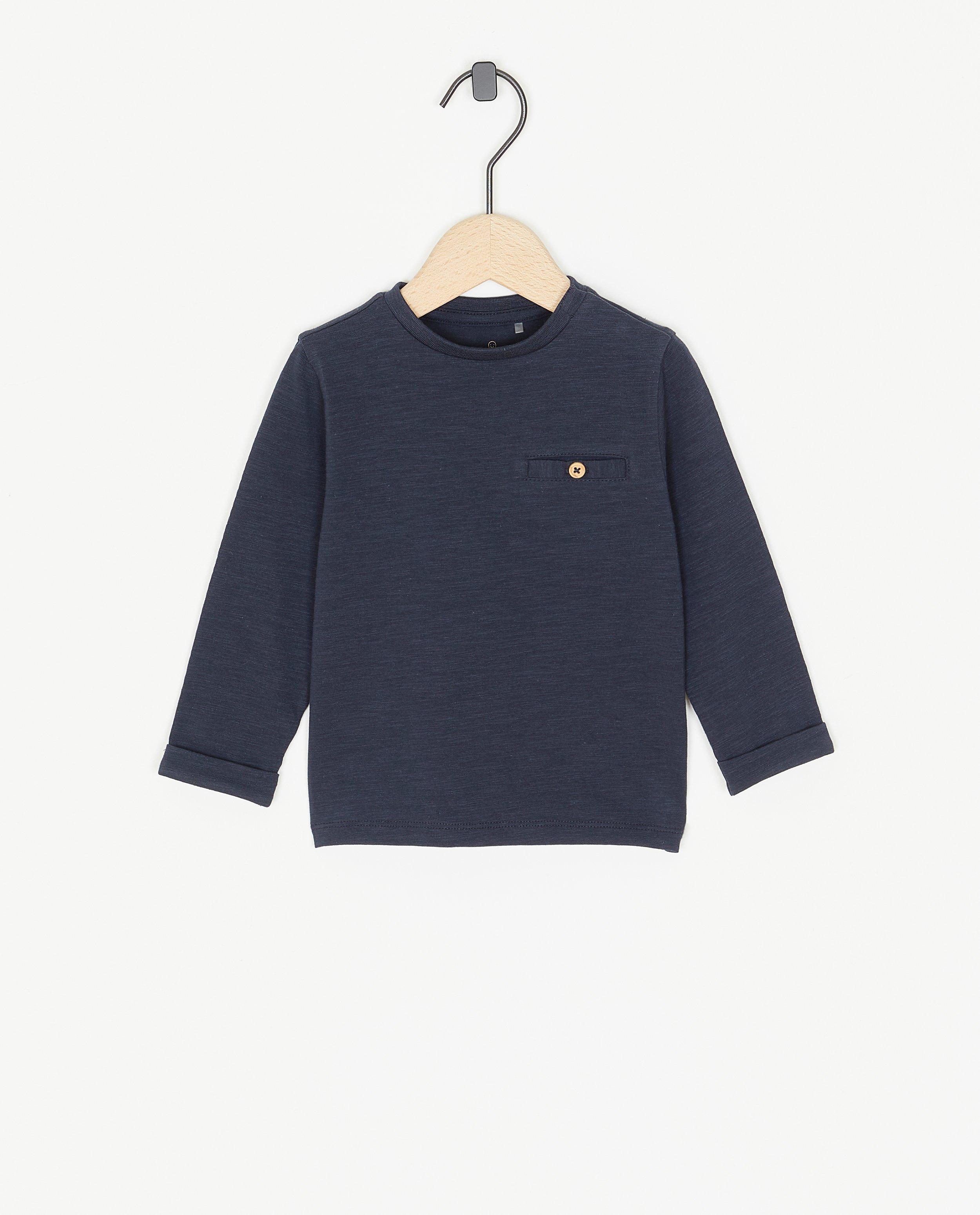 T-shirt bleu foncé à manches longues - Détails du produit - bleu foncé - image numéro 1