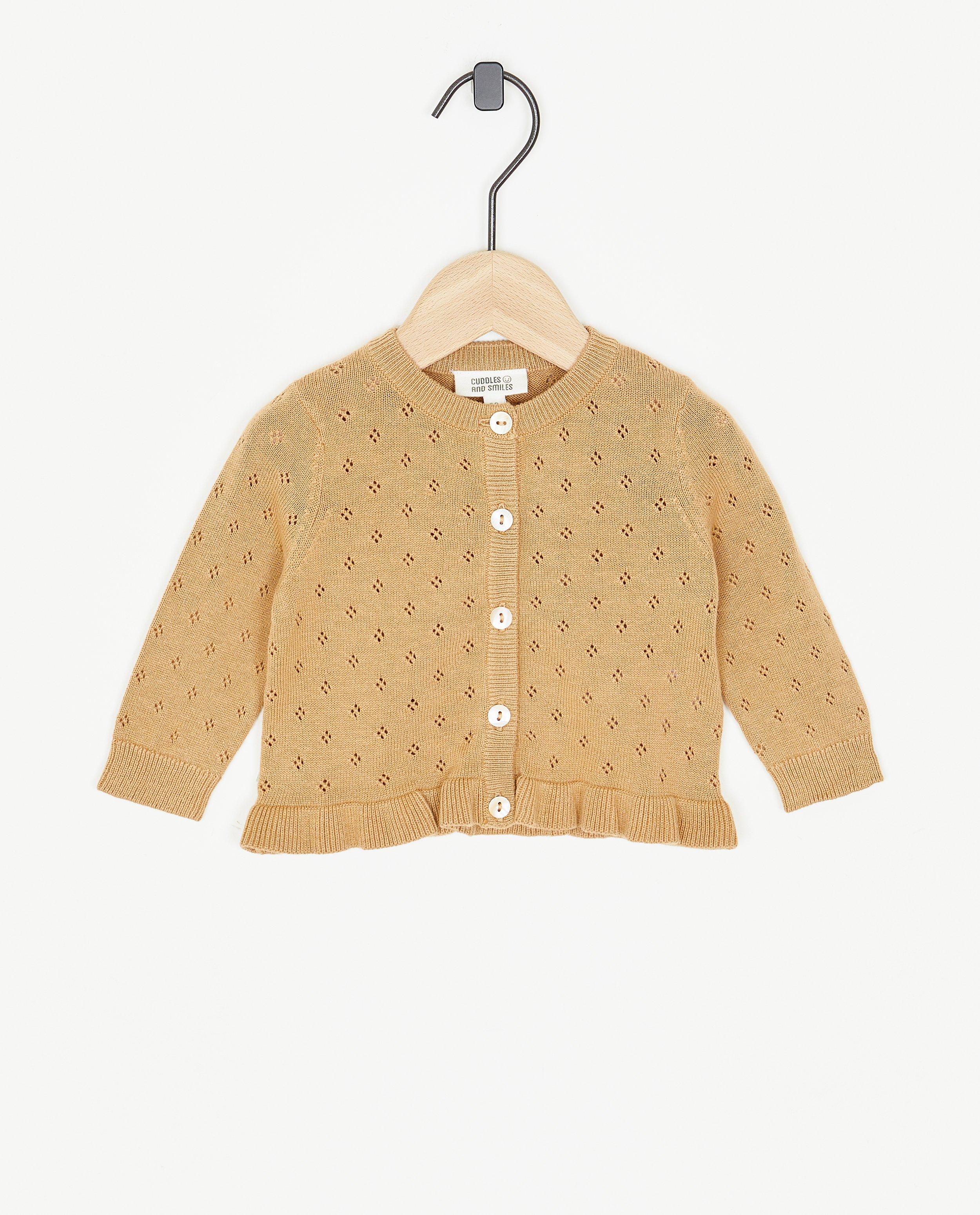 Bruine cardigan met ajour - null - Newborn 50-68