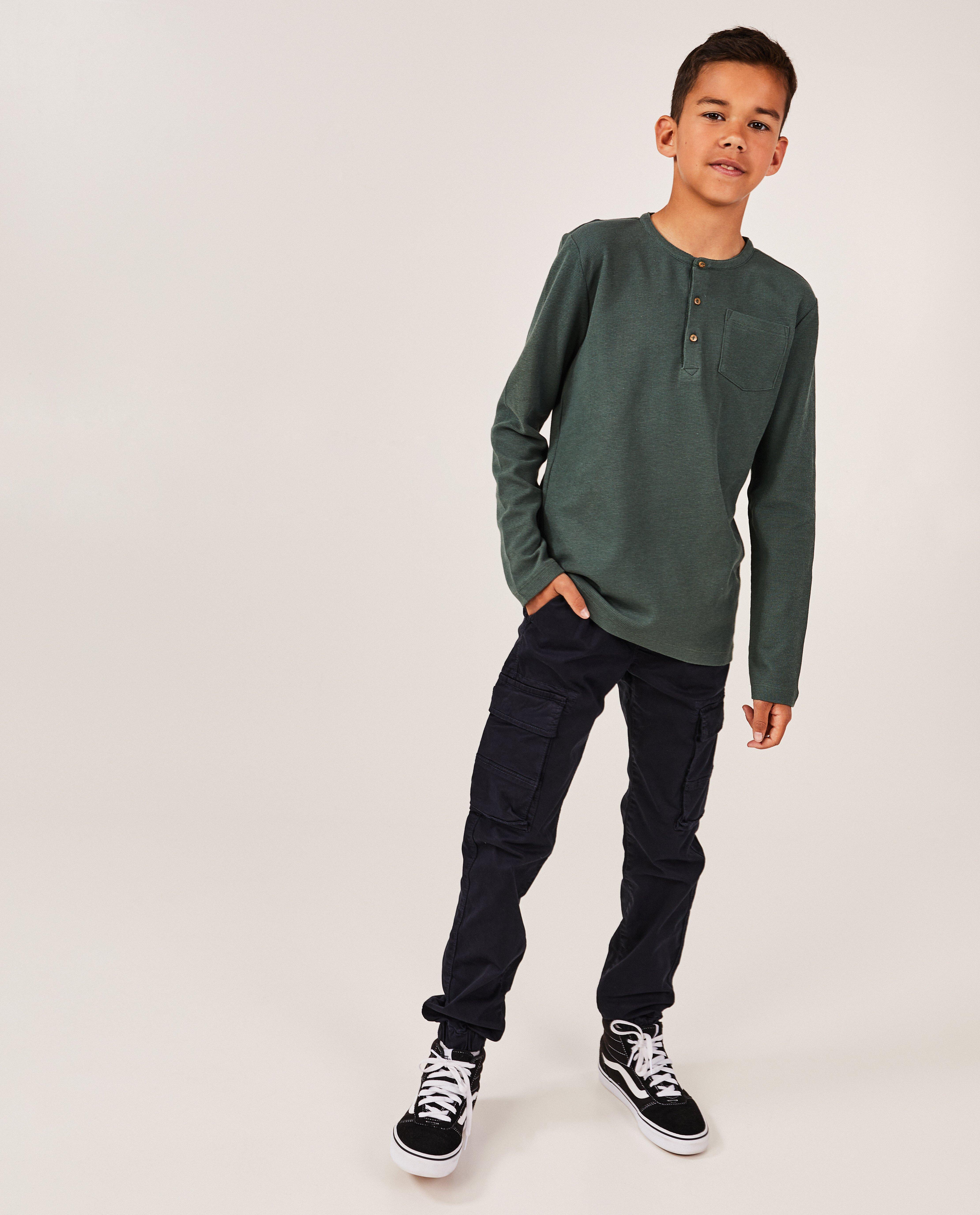 Broeken - Donkerblauwe broek, cargo fit, 7-14 jaar