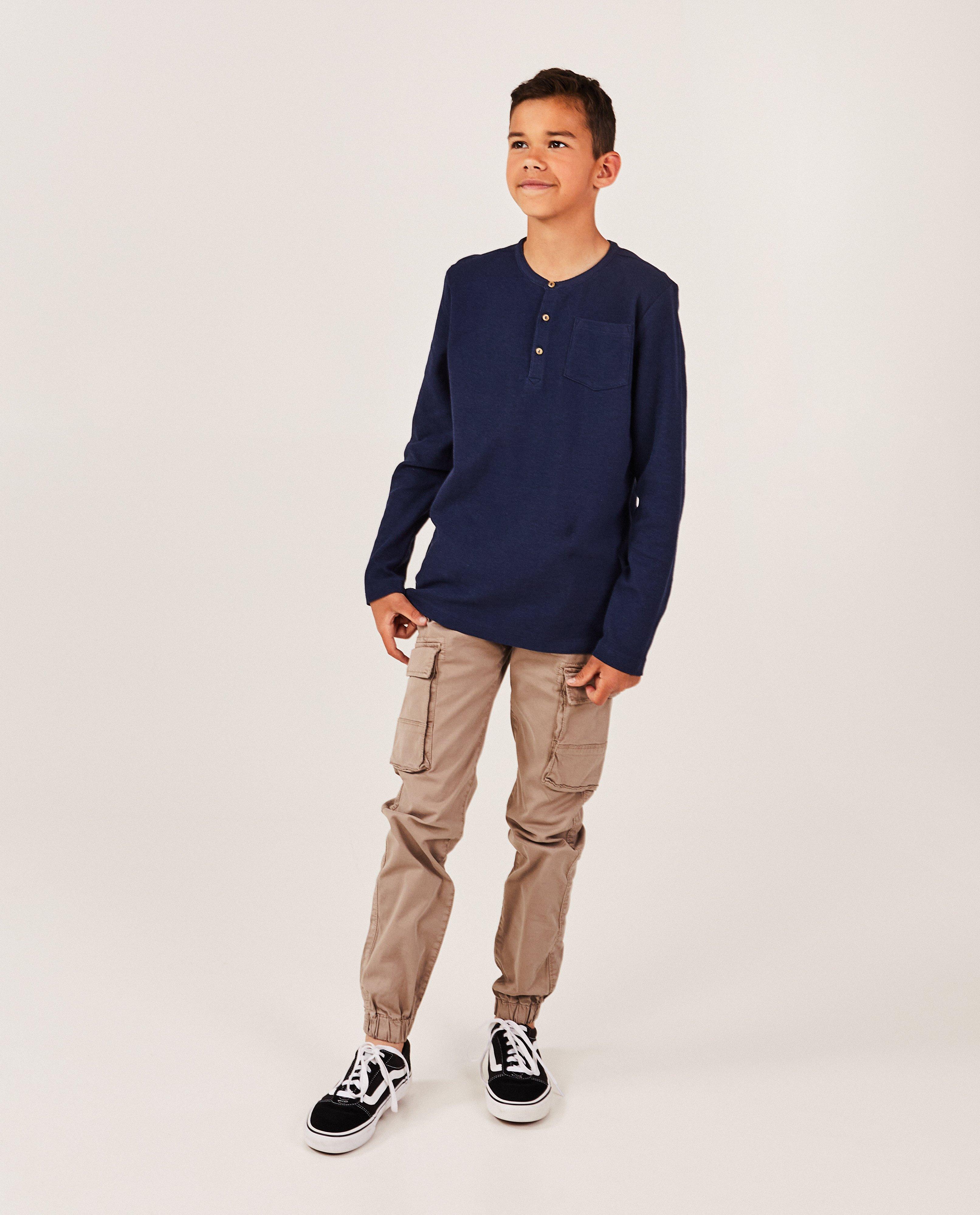 Donkergroene broek, cargo fit, 7-14 jaar - null - Fish & Chips
