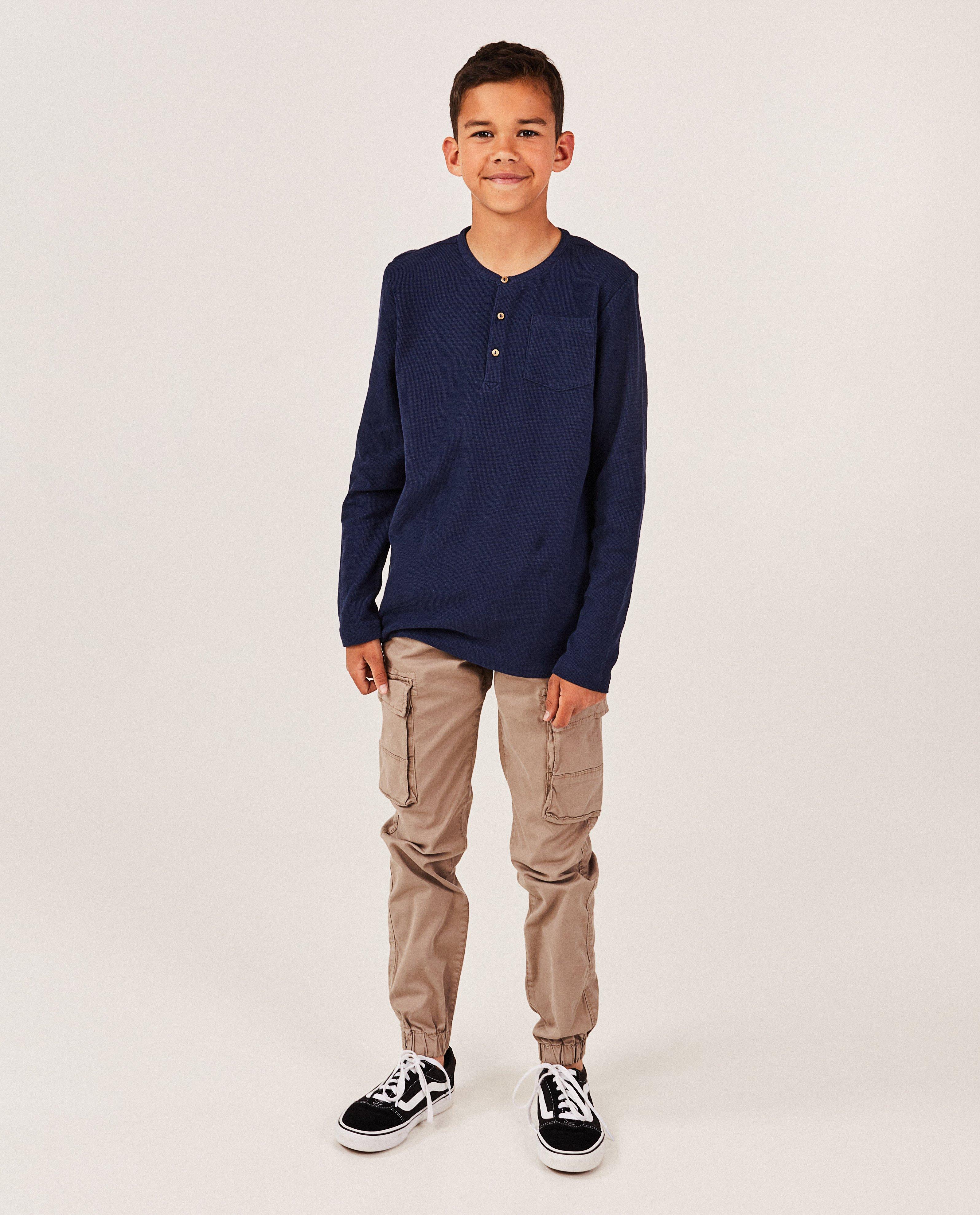 Broeken - Donkerblauwe broek, cargo fit, 7-14 jaar