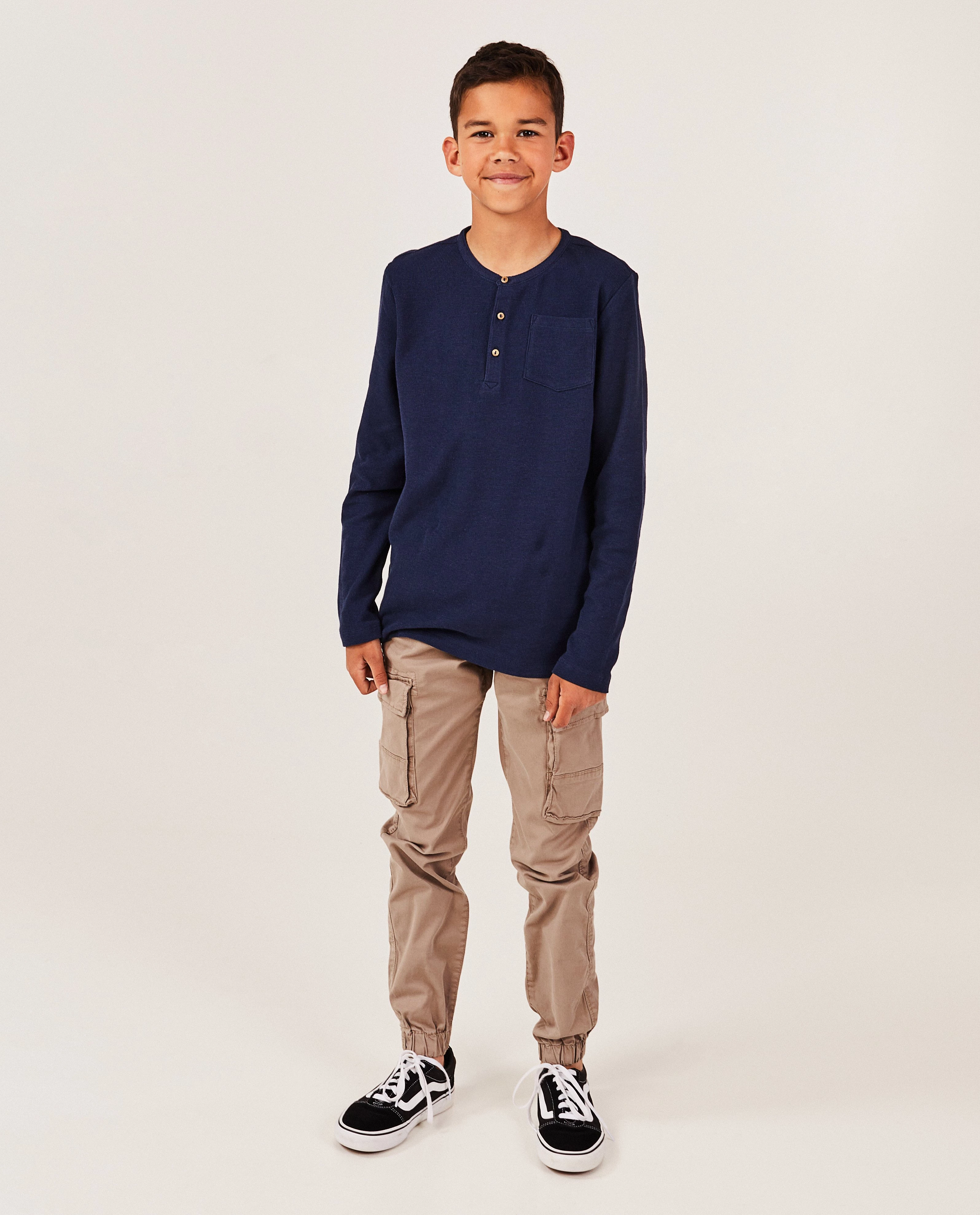 Lichtbruine broek, cargo fit, 7-14 jaar