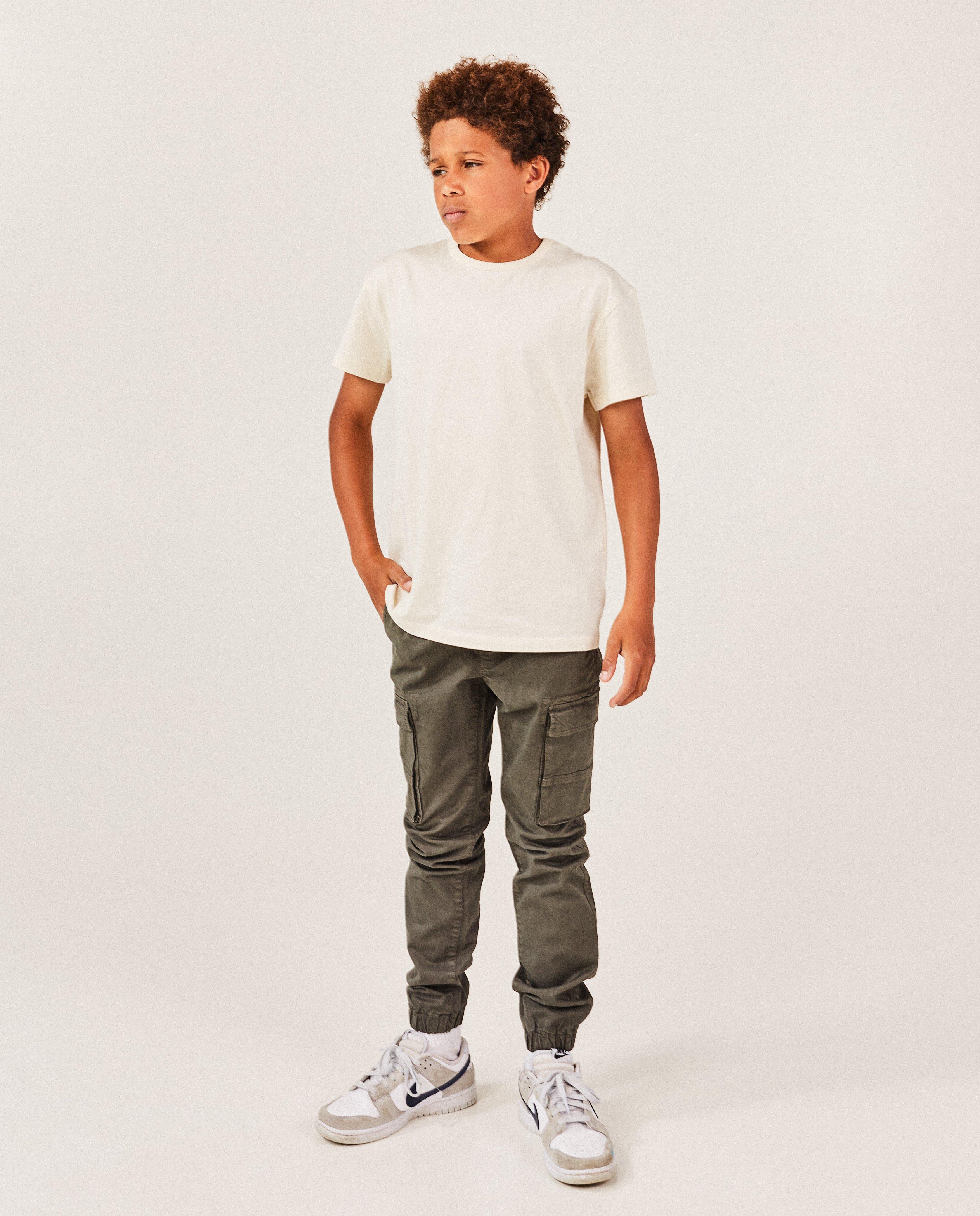 Donkergroene broek, cargo fit, 7-14 jaar - null - Fish & Chips