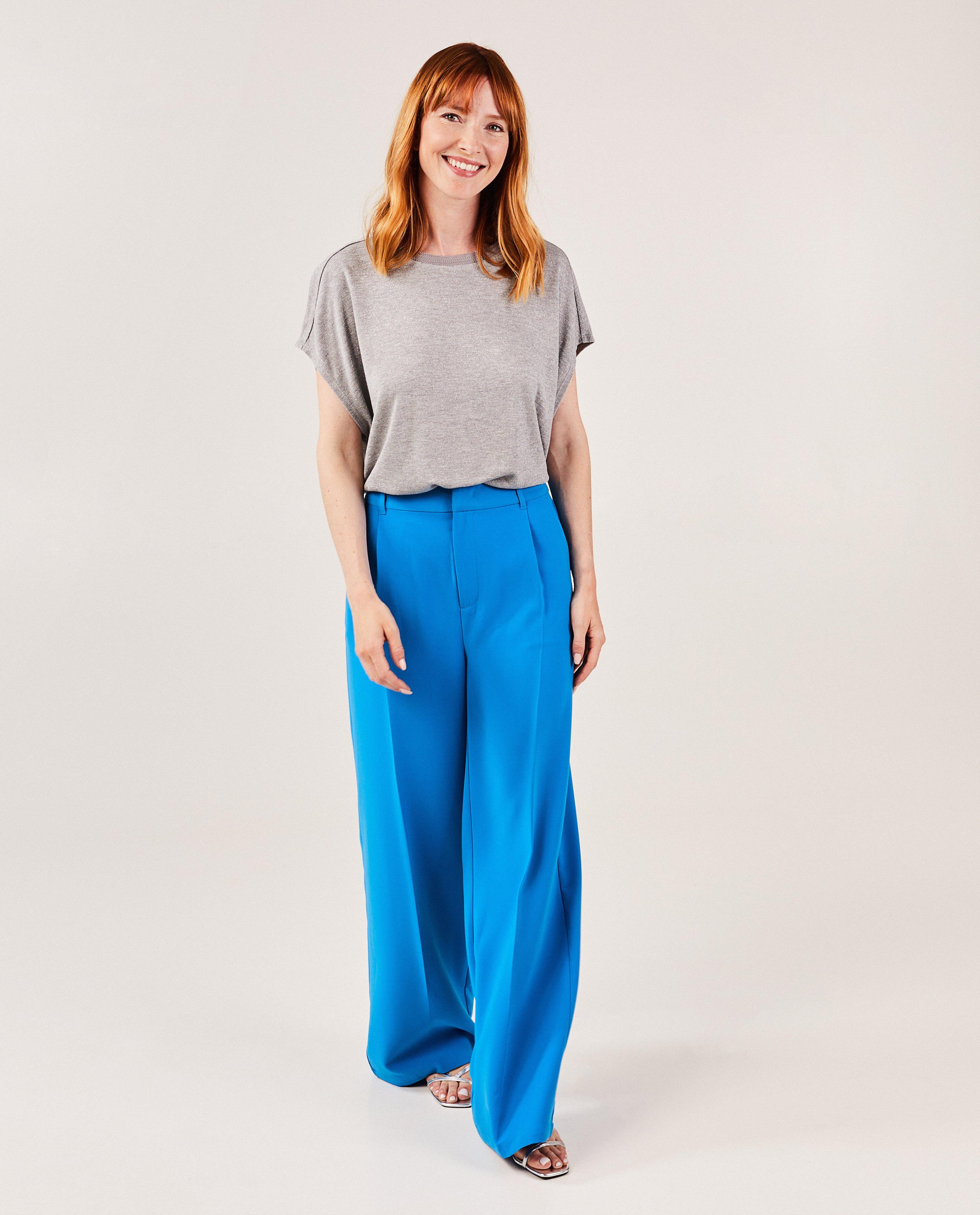 Blauwe broek met structuur - null - Sora