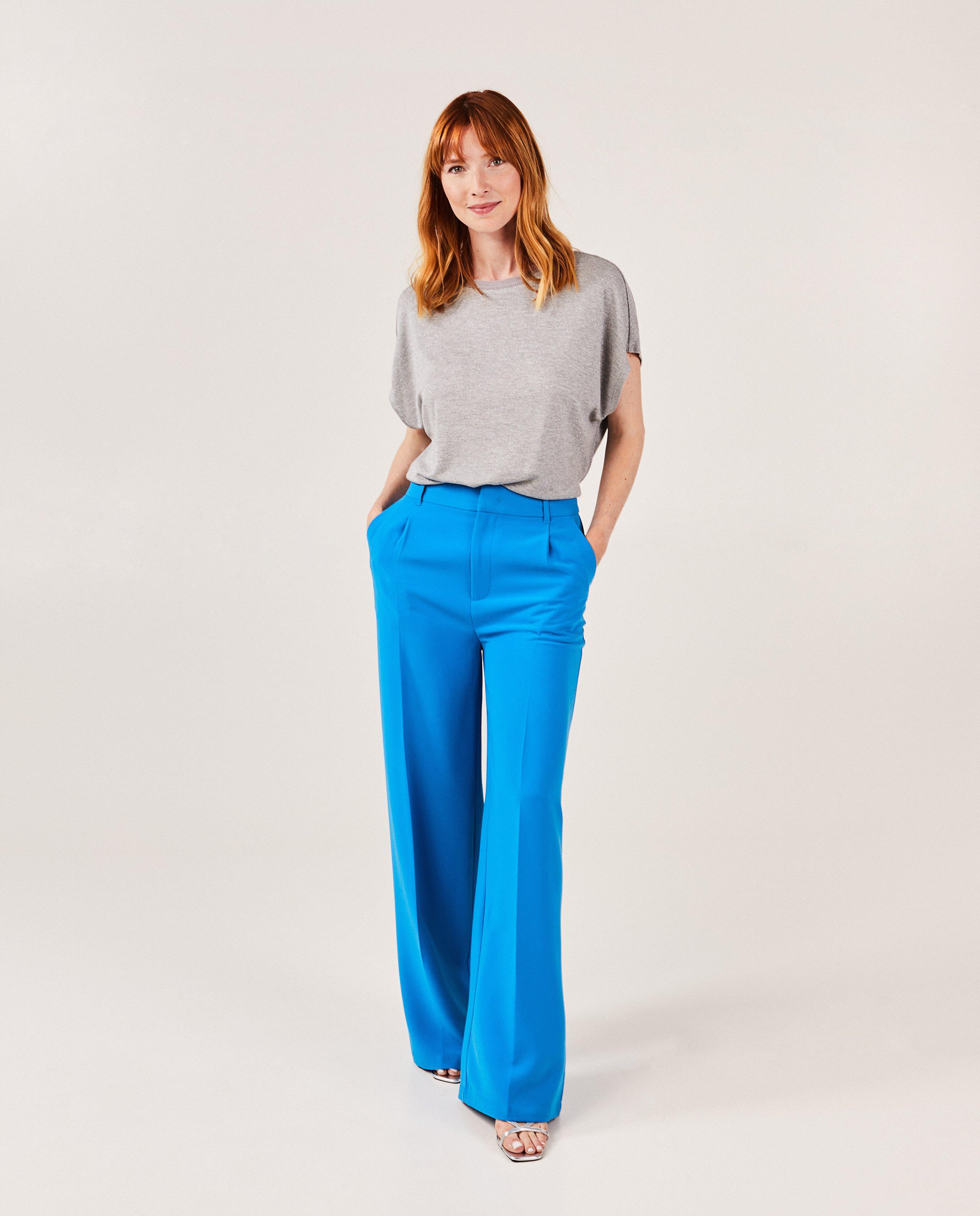 Pantalons - Pantalon bleu structuré