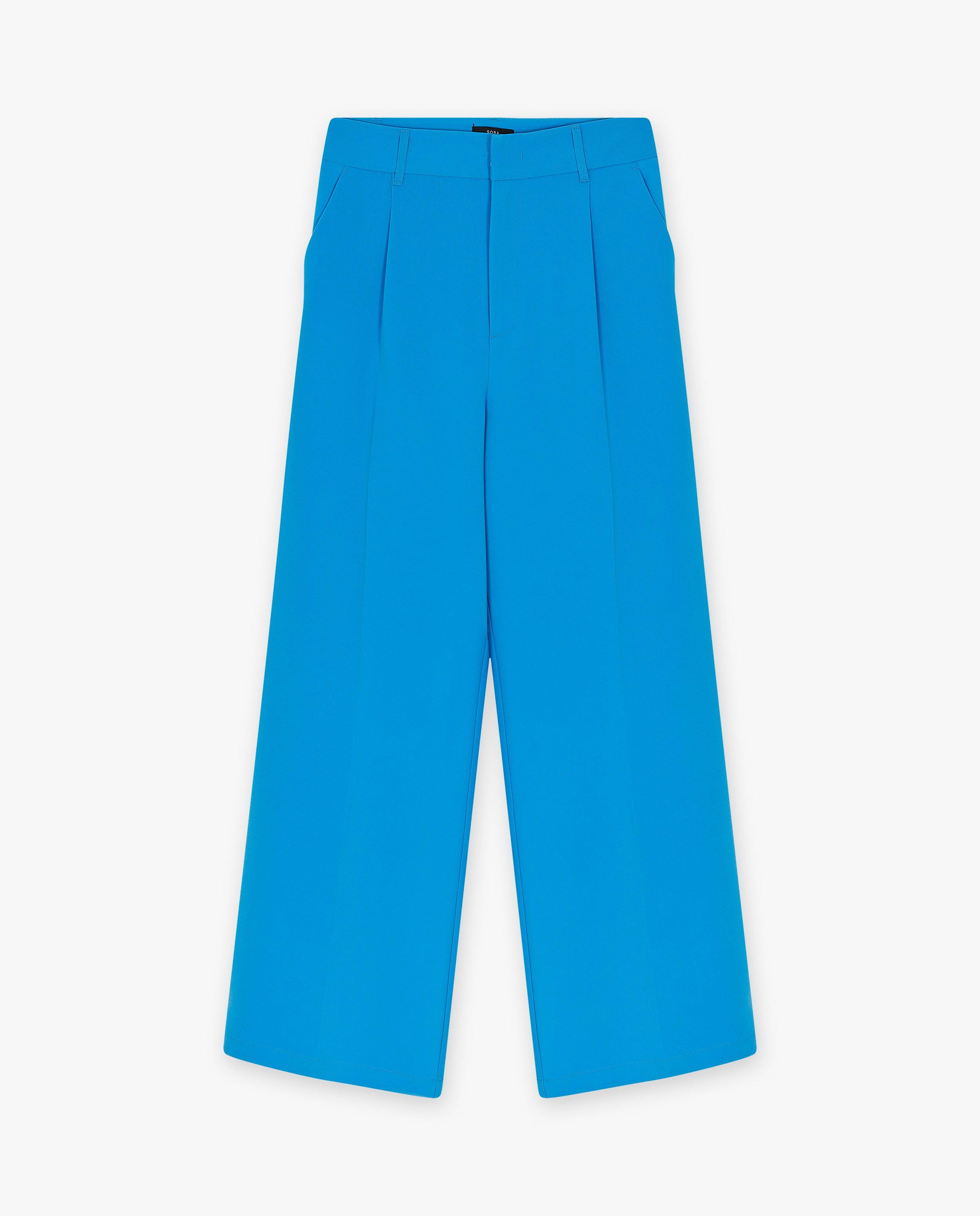 Broeken - Blauwe broek met structuur