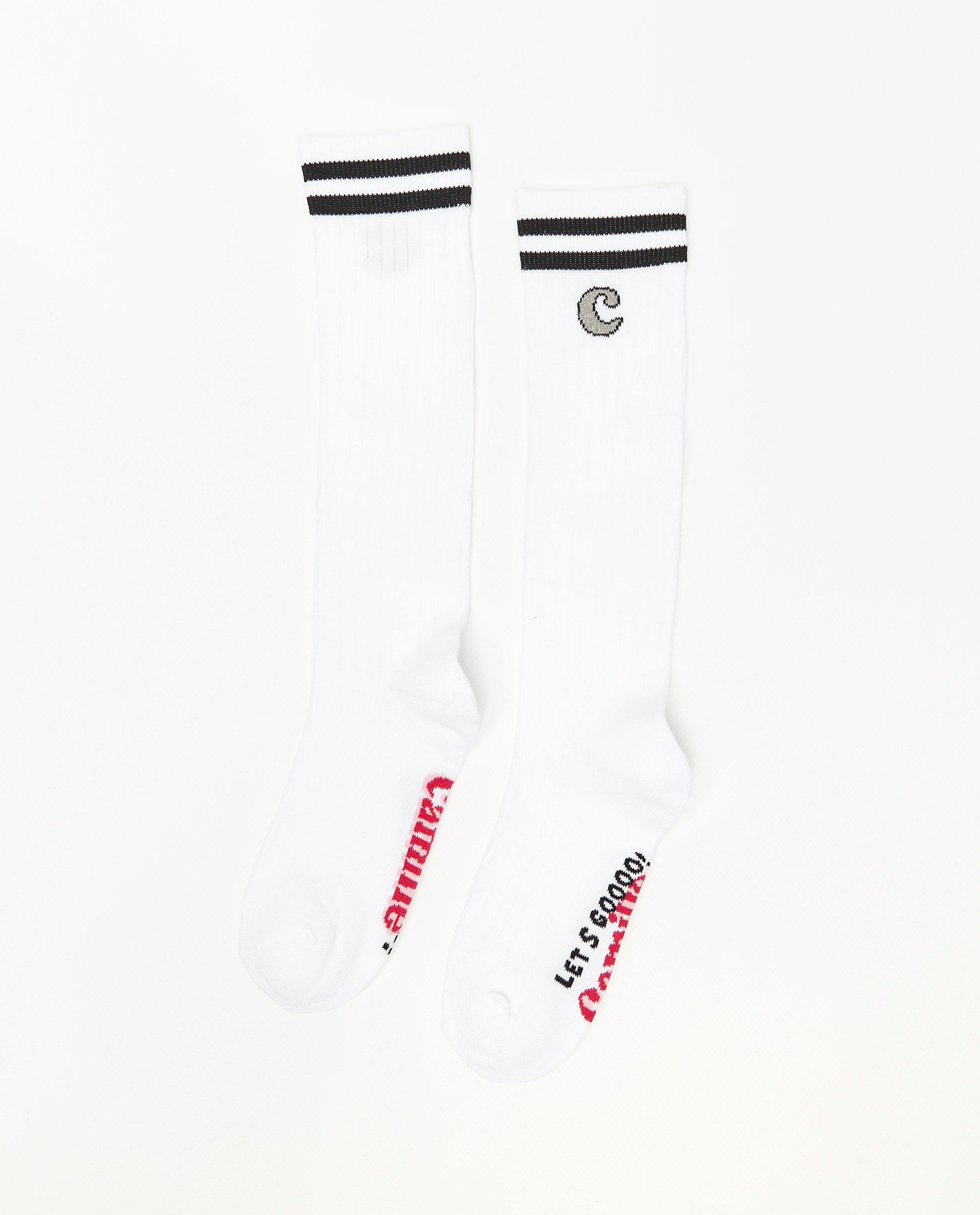 Mi-bas blancs avec une inscription, taille 27-42 - null - CAMILLE