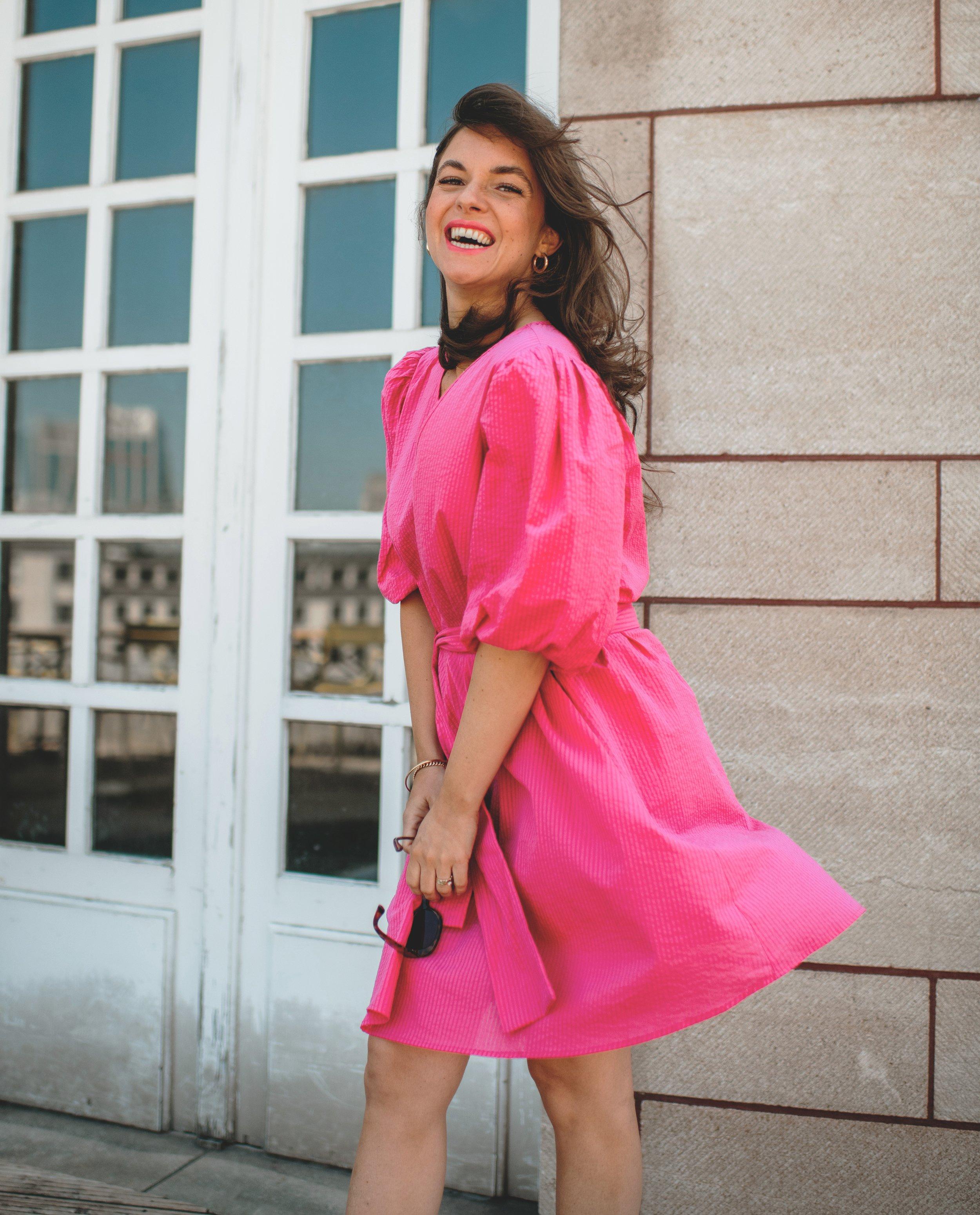 Kleedjes - Roze jurk met structuur