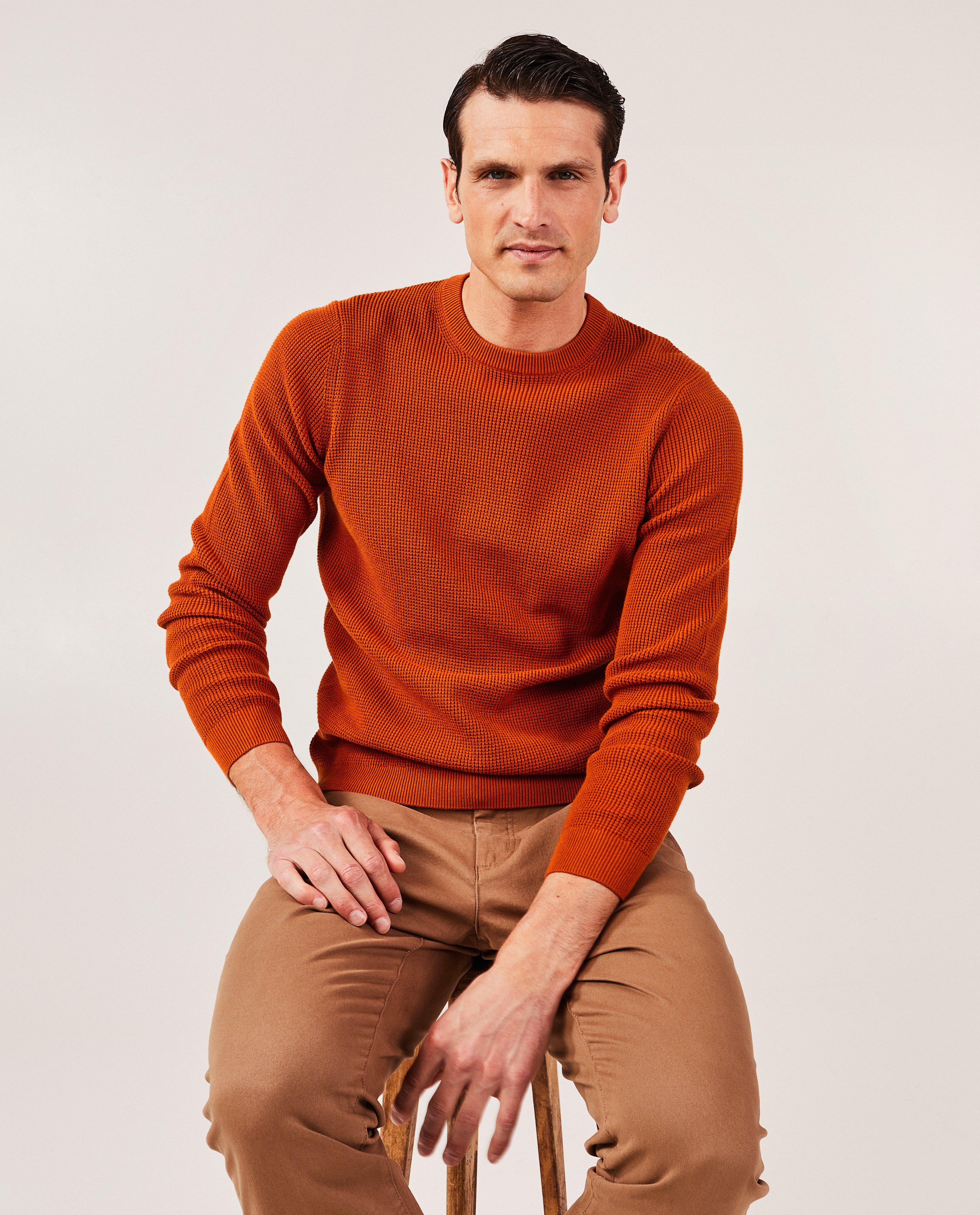 Oranje trui met reliefpatroon Quarterback JBC Belgie Belgie