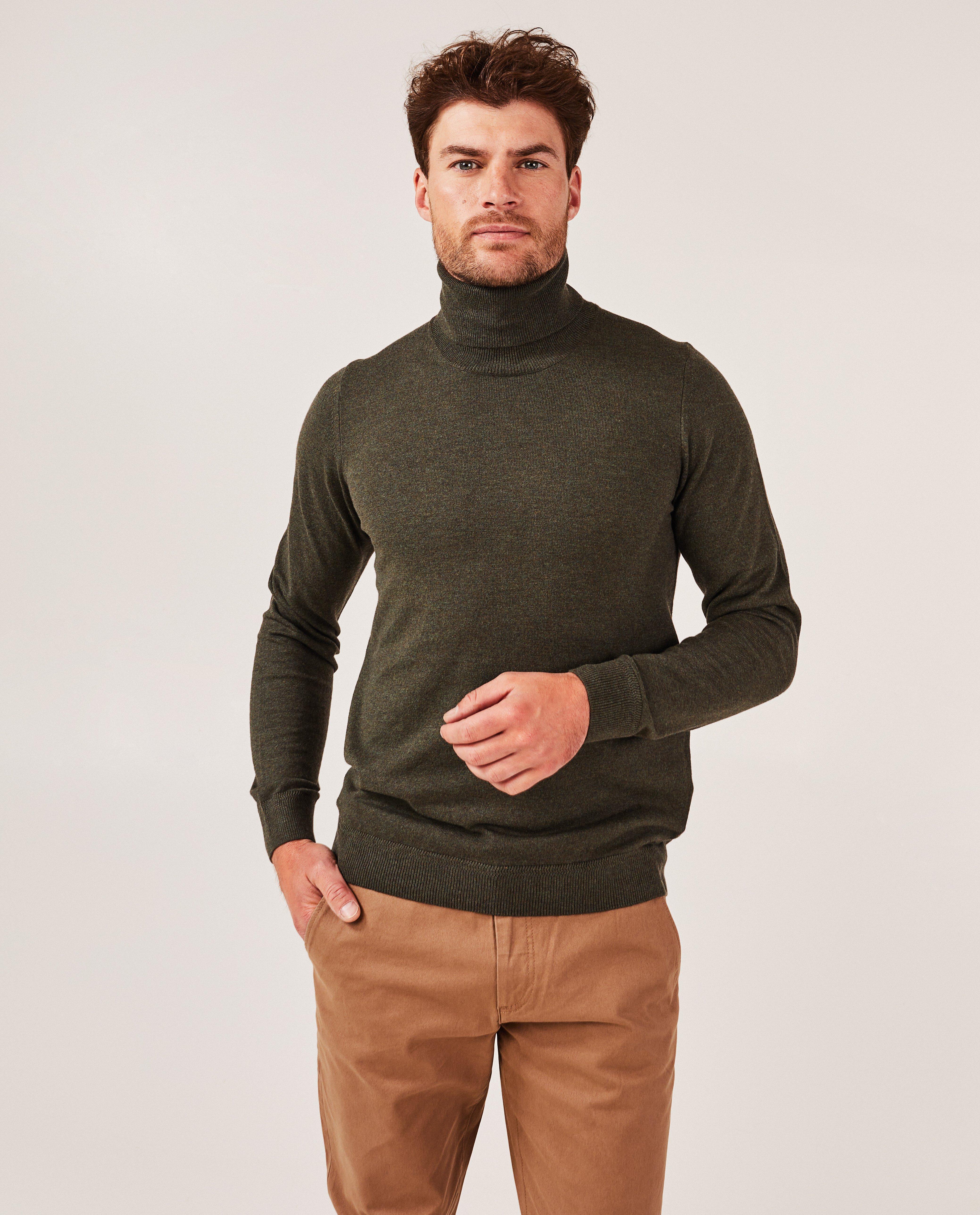 Truien - Beige trui met rolkraag