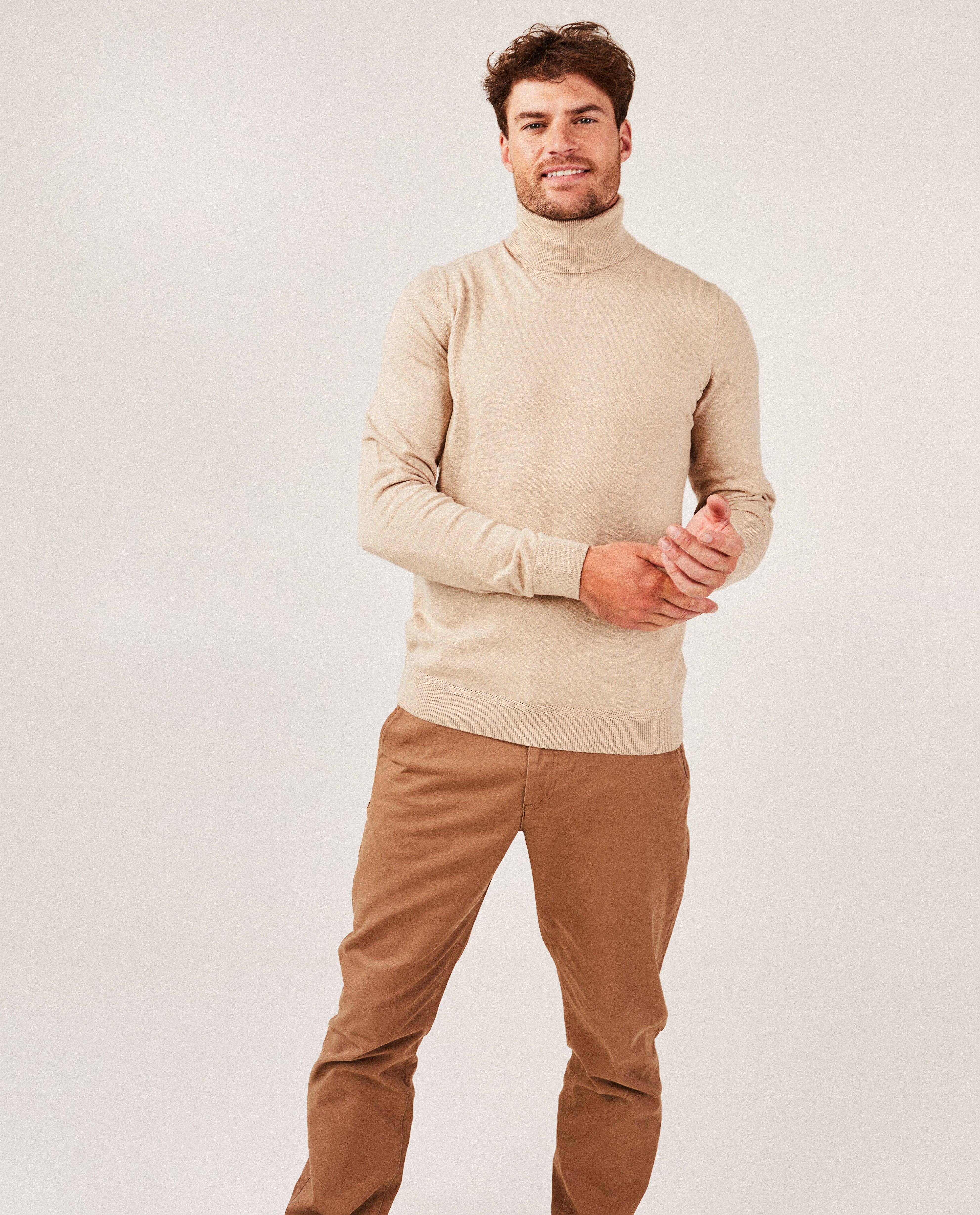 Pulls - Pull beige à col roulé