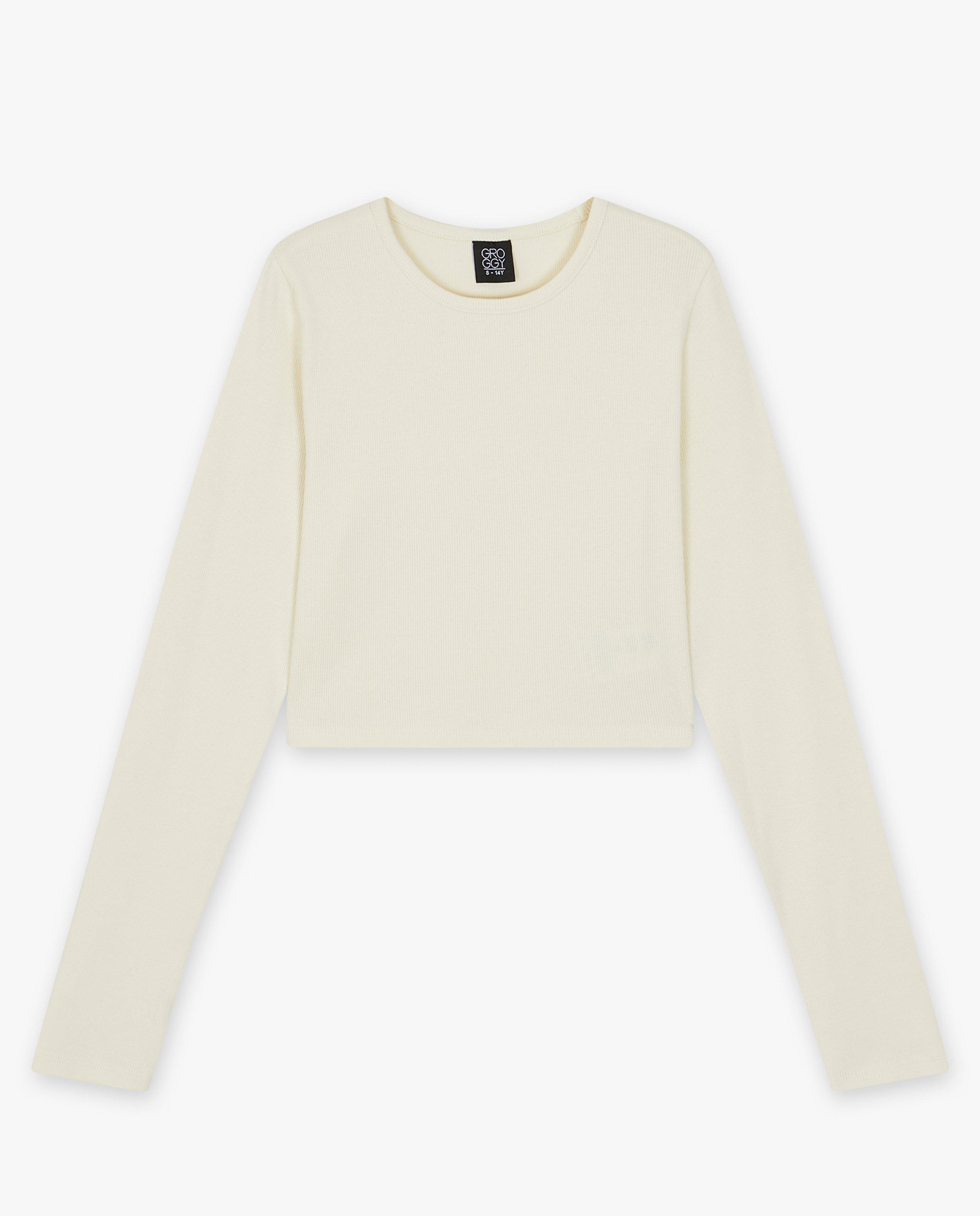 T-shirts - Longsleeve met rib, cropped fit