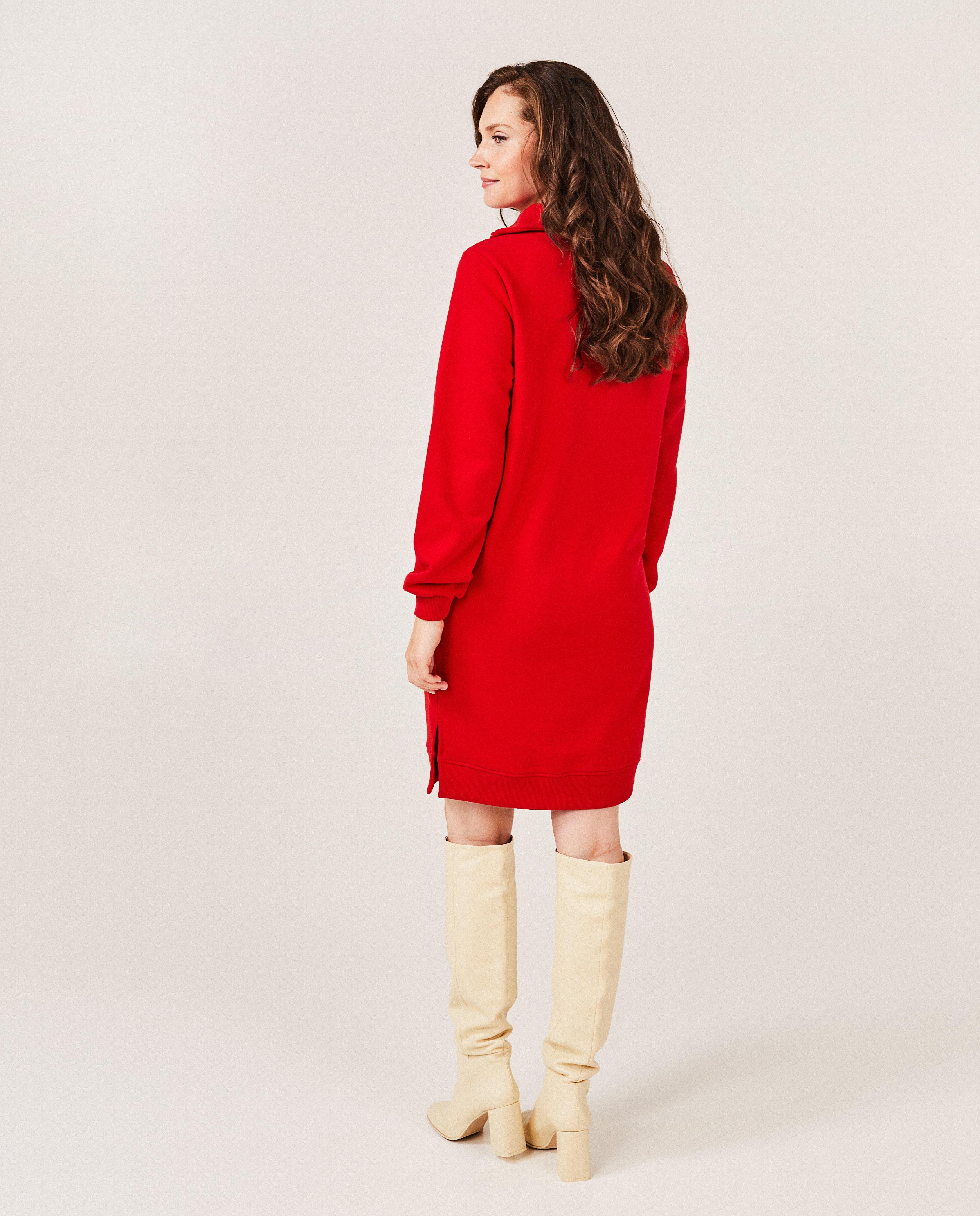 Kleedjes - Rode sweaterjurk