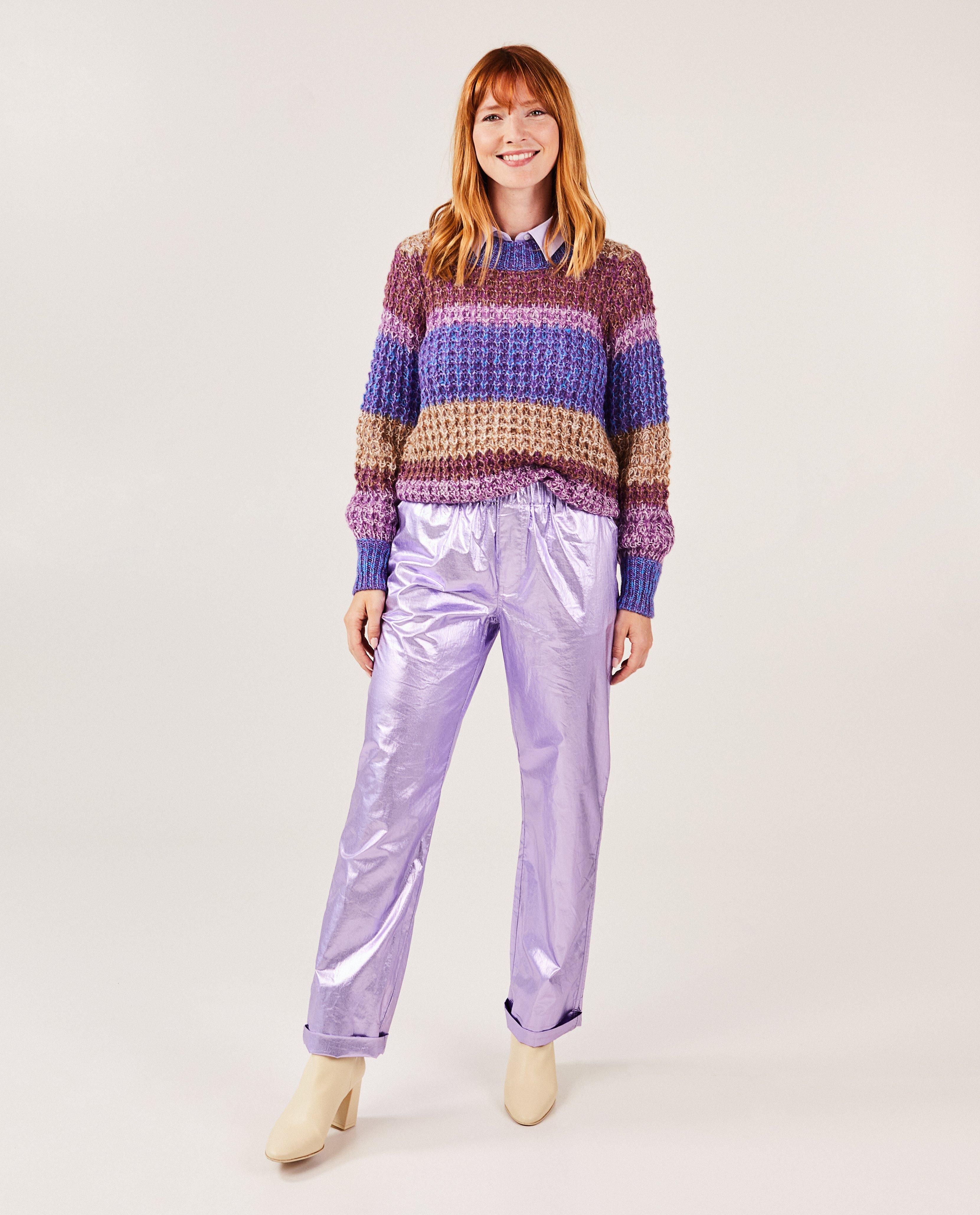 Paarse metallic broek - null - Sora