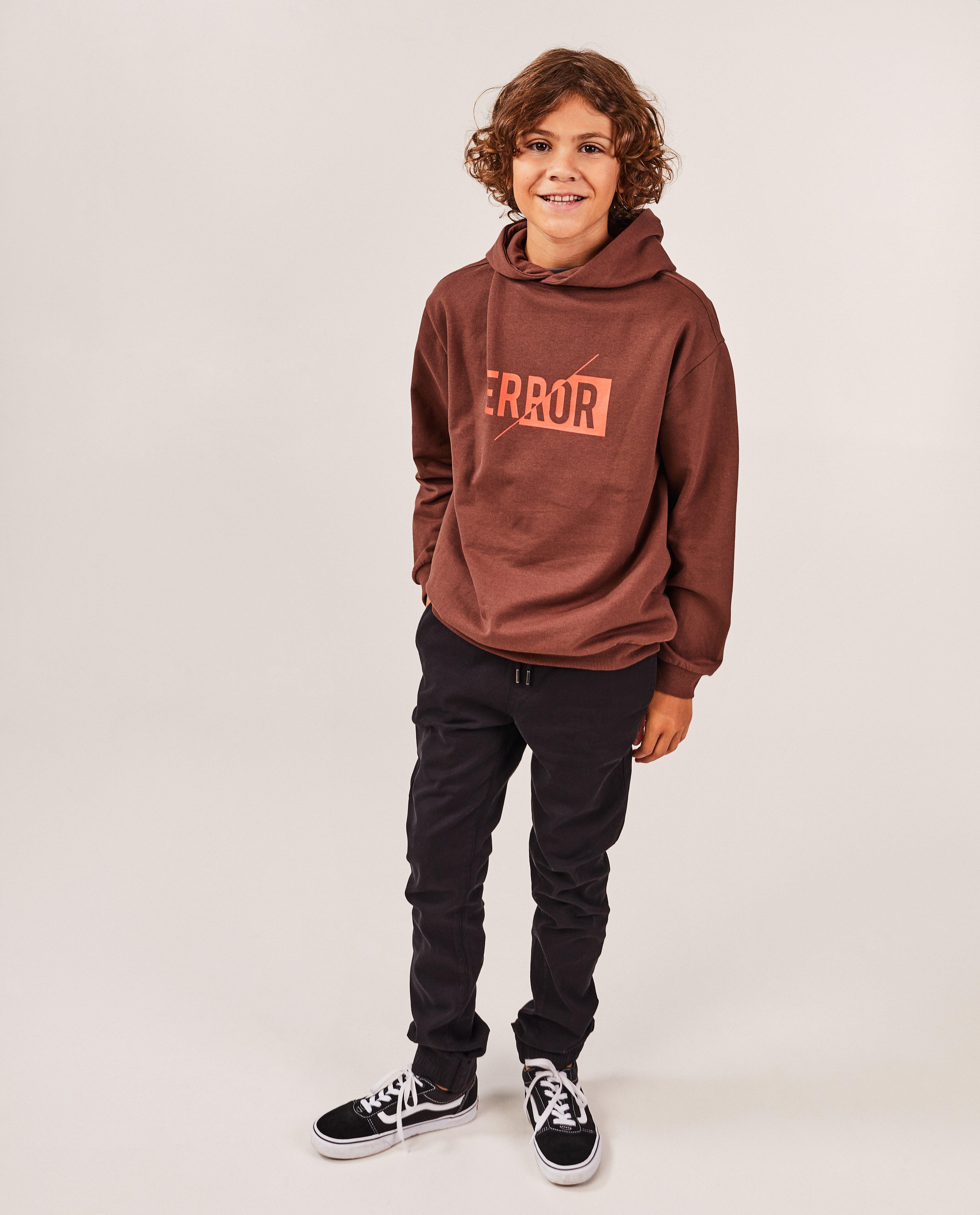 Hoodie met opschrift - Product Detail - donkerbruin - afbeelding nummer 1