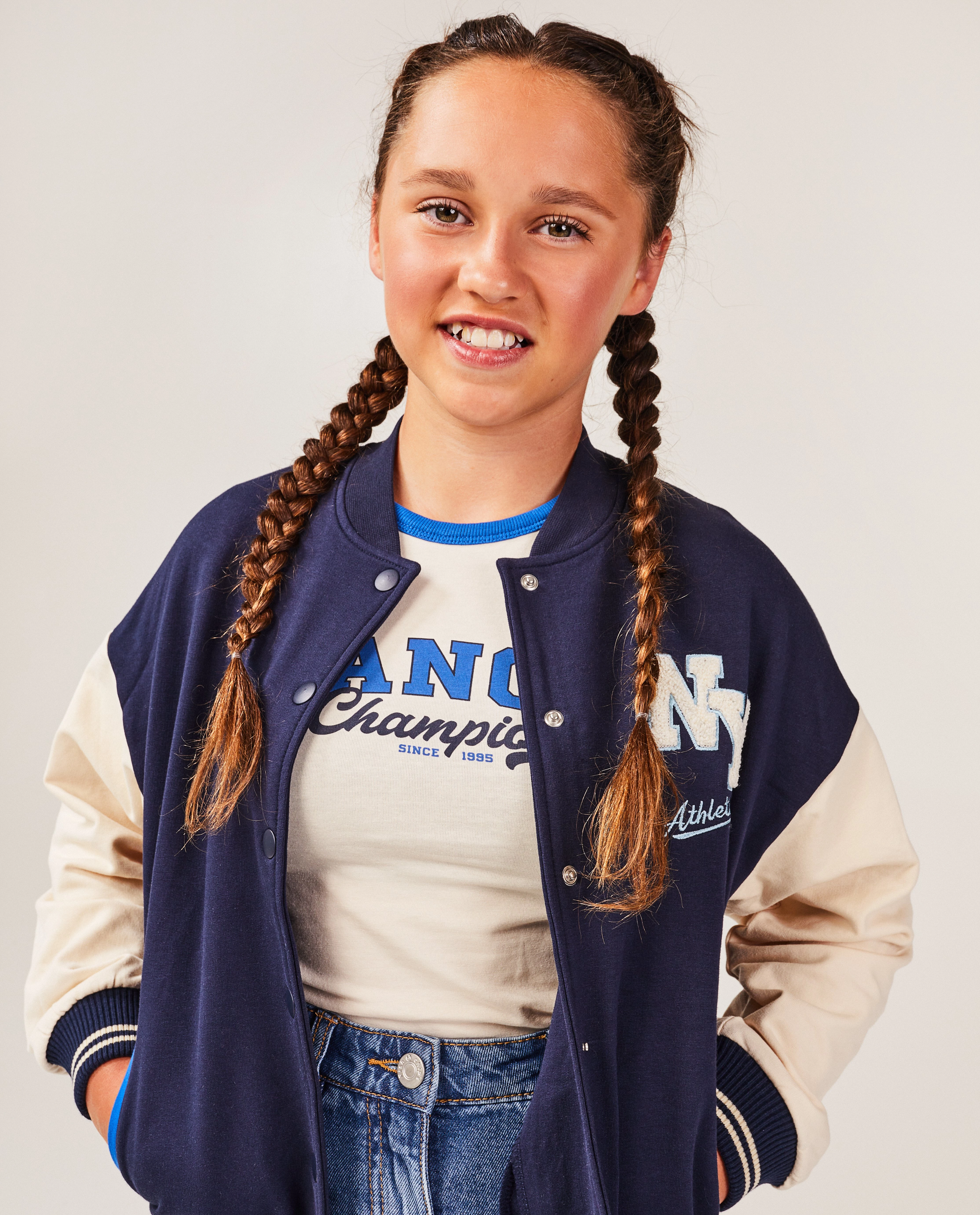 College sweatvest met opschrift