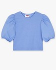 T-shirts - T-shirt bleu côtelé, coupe courte