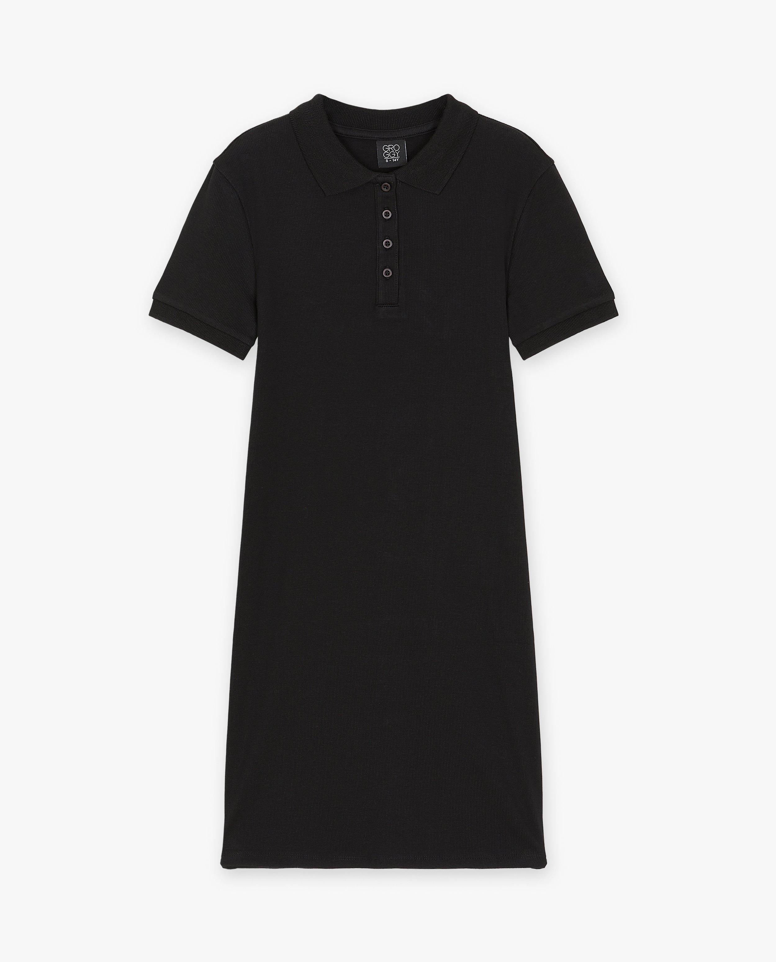 Kleedjes - Zwarte polojurk met rib