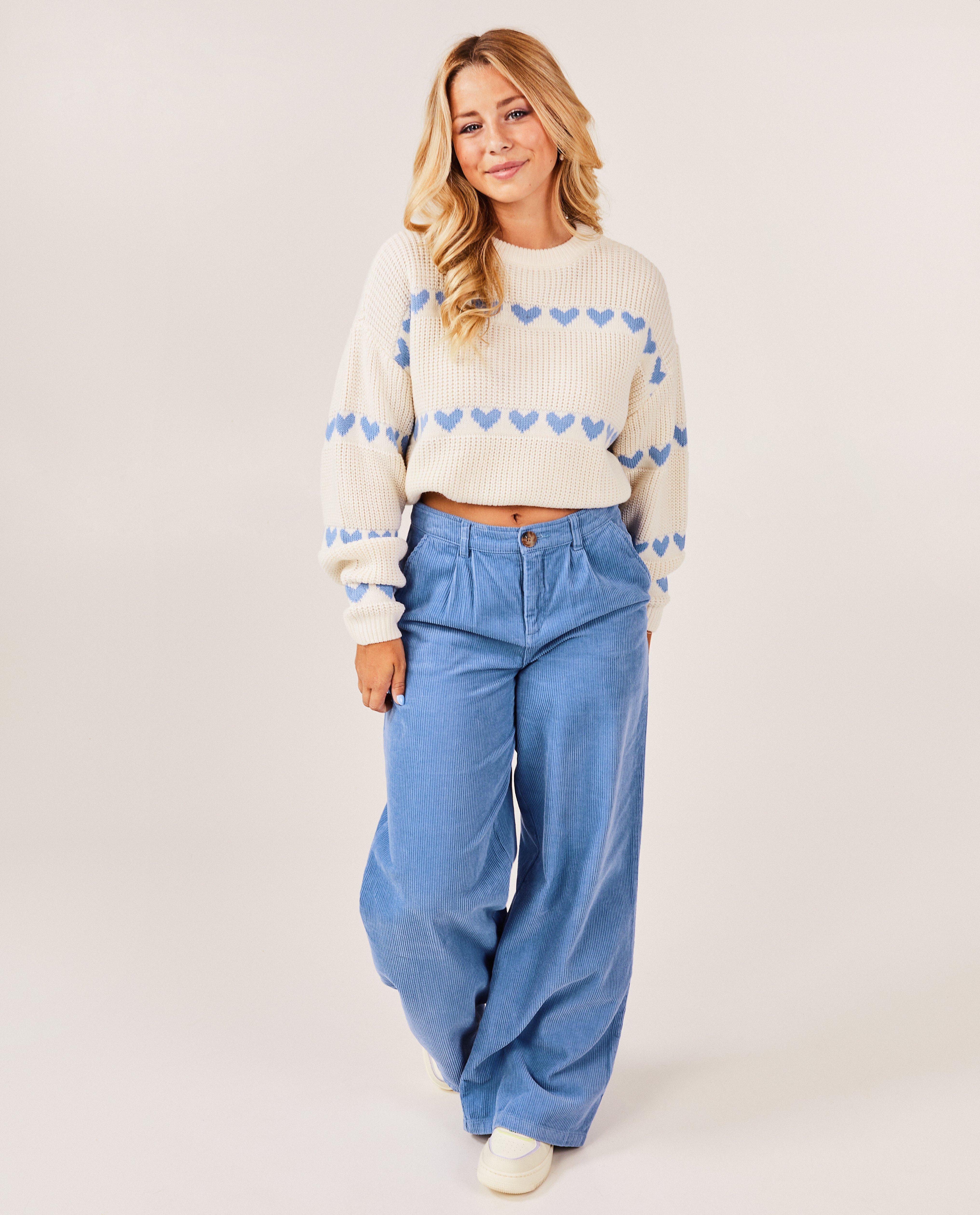 Broeken - Blauwe broek van ribfluweel