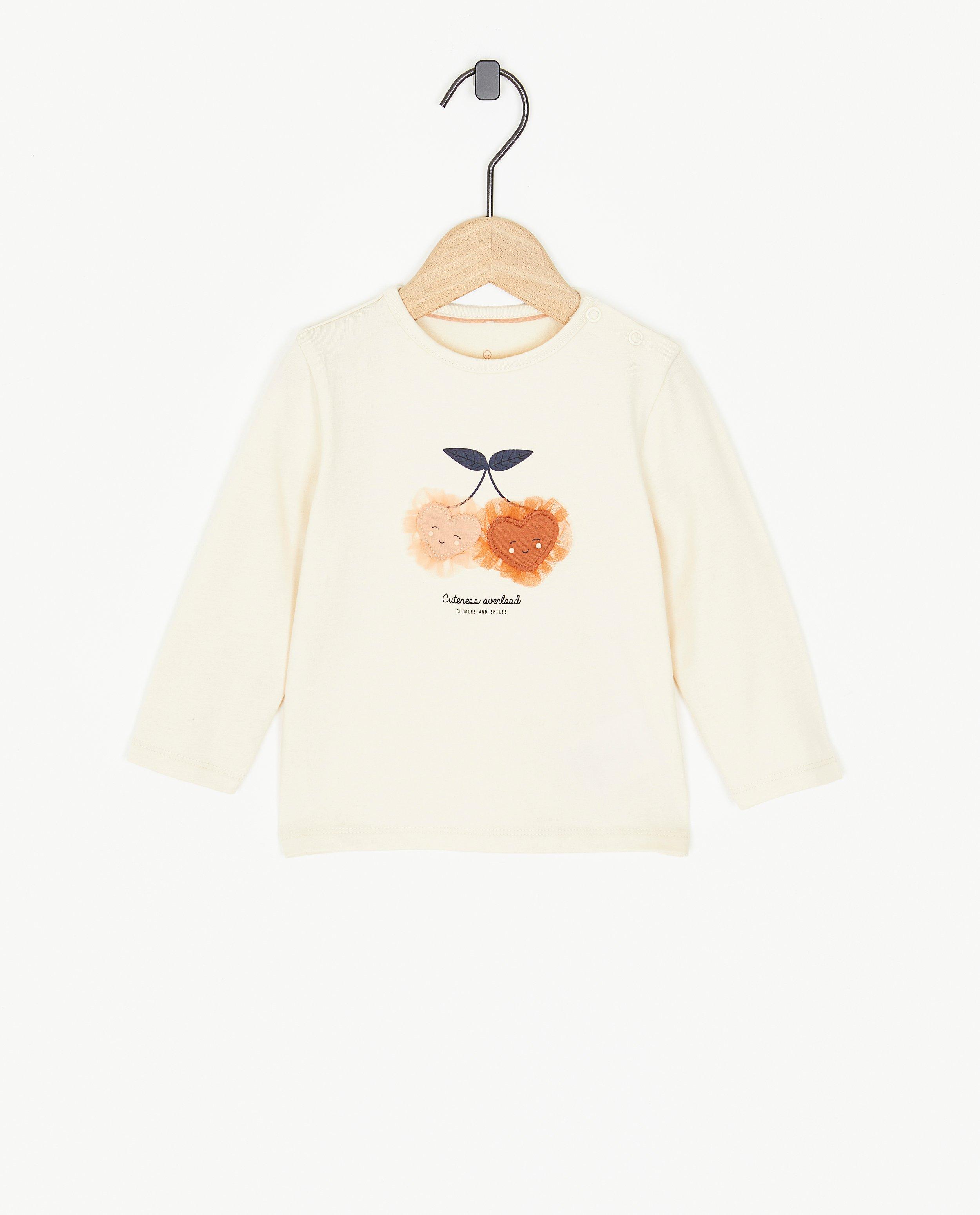 Ecru longsleeve met reliëfprint - null - Cuddles and Smiles