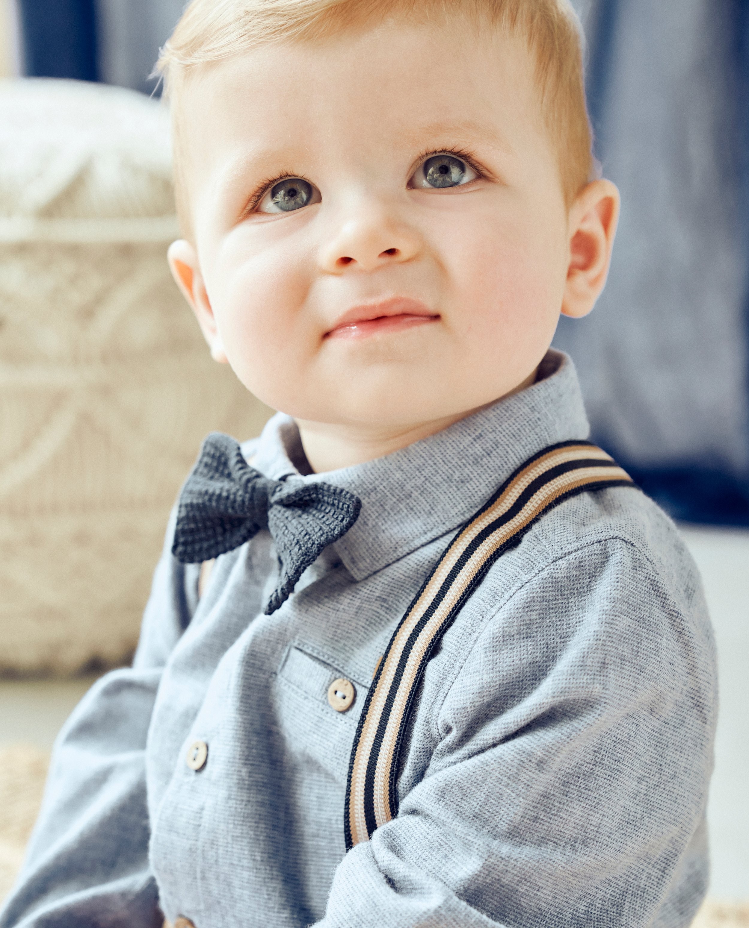 Blauw hemd met gebreide strik - null - Cuddles and Smiles