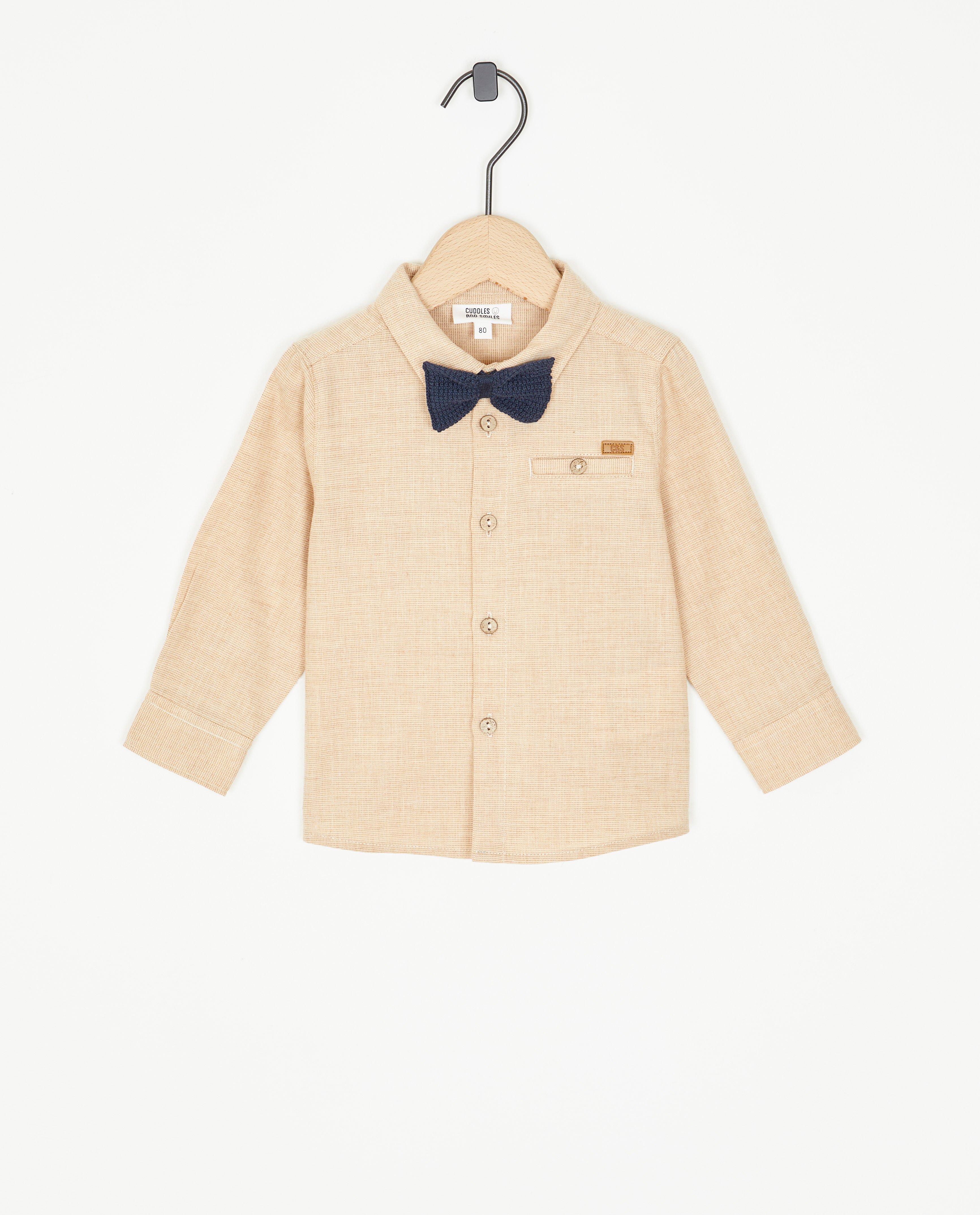 Chemises - Chemise bleue avec un nœud tricoté