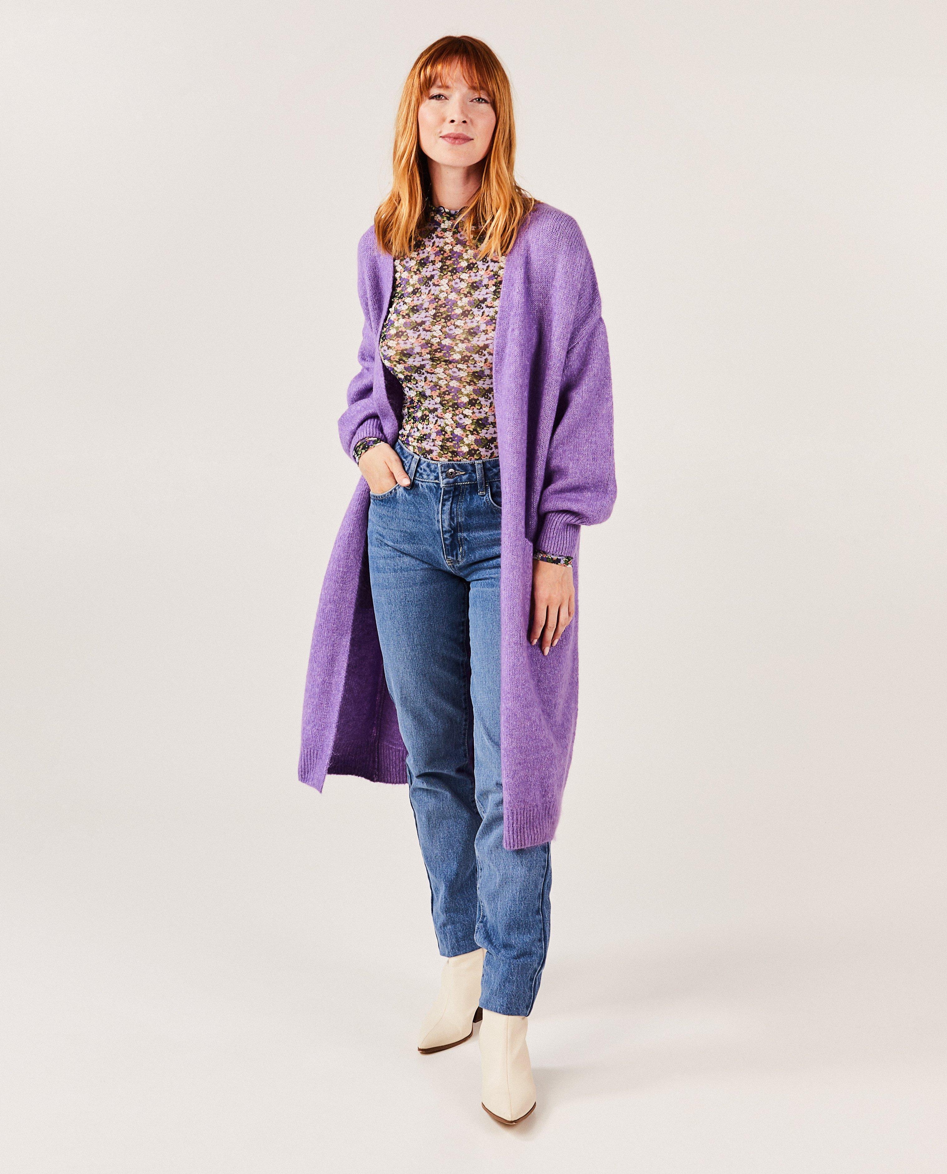 Cardigan - Paarse gebreide cardigan