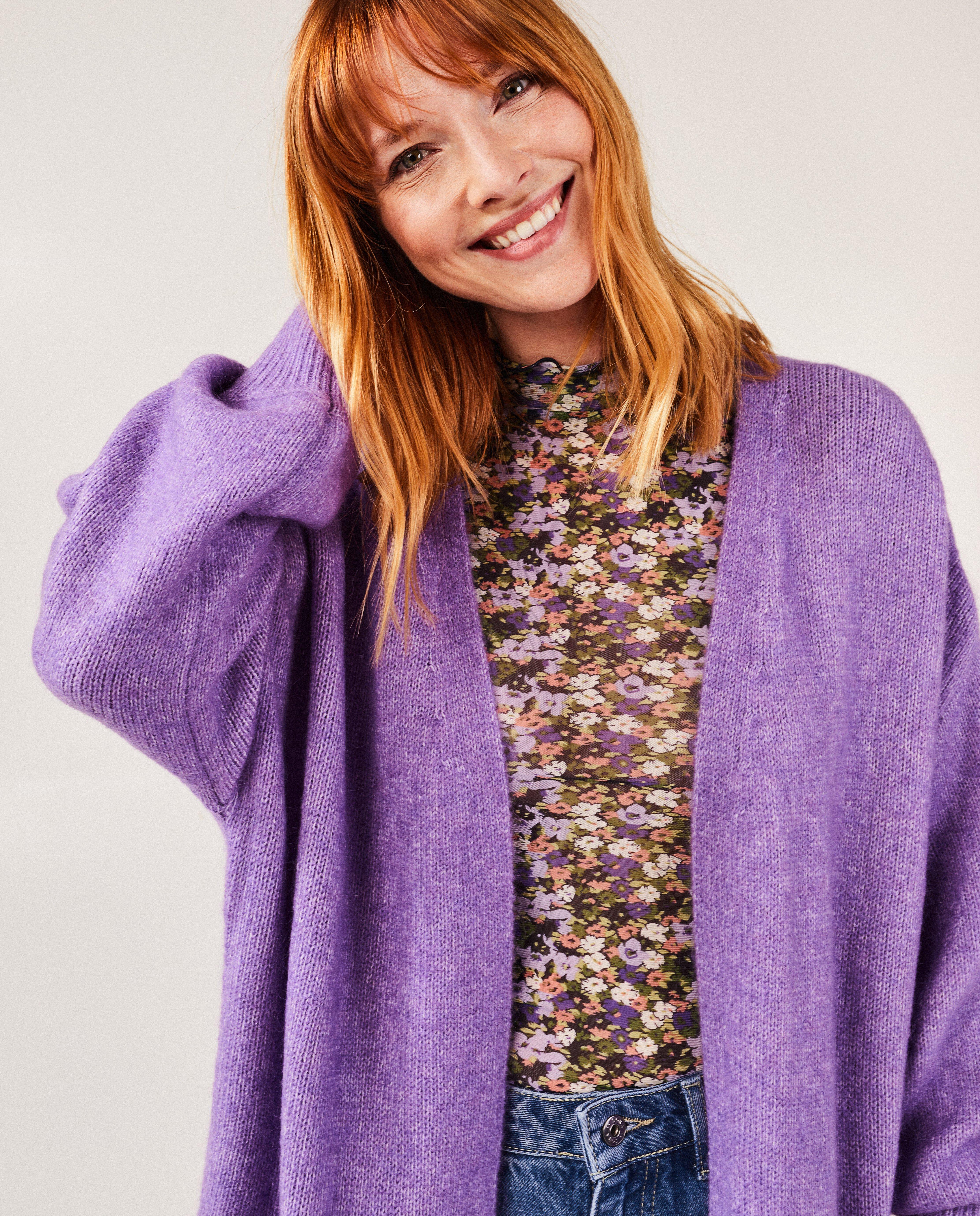 Cardigan - Paarse gebreide cardigan