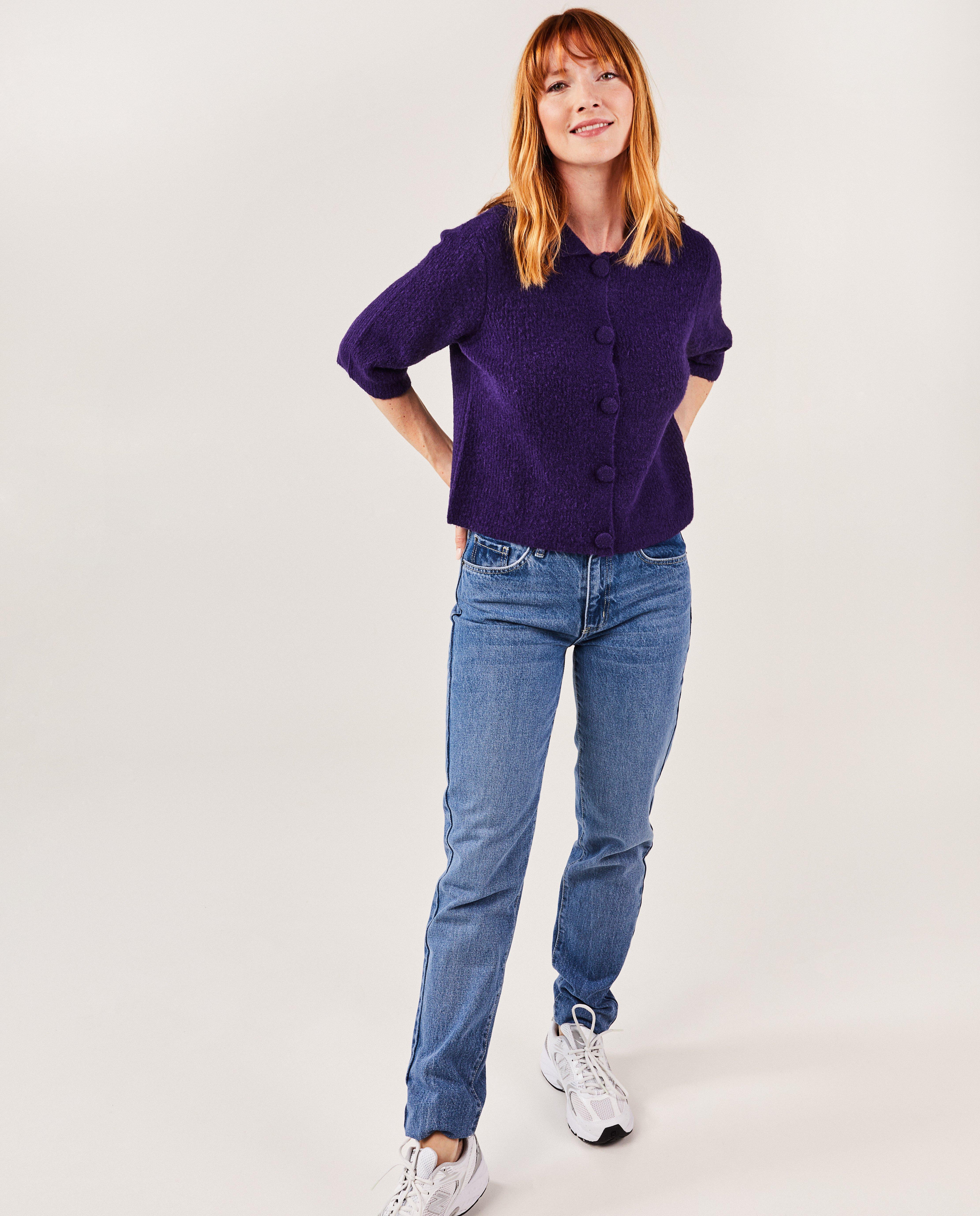 Cardigan mauve foncé en tricot - null - Sora