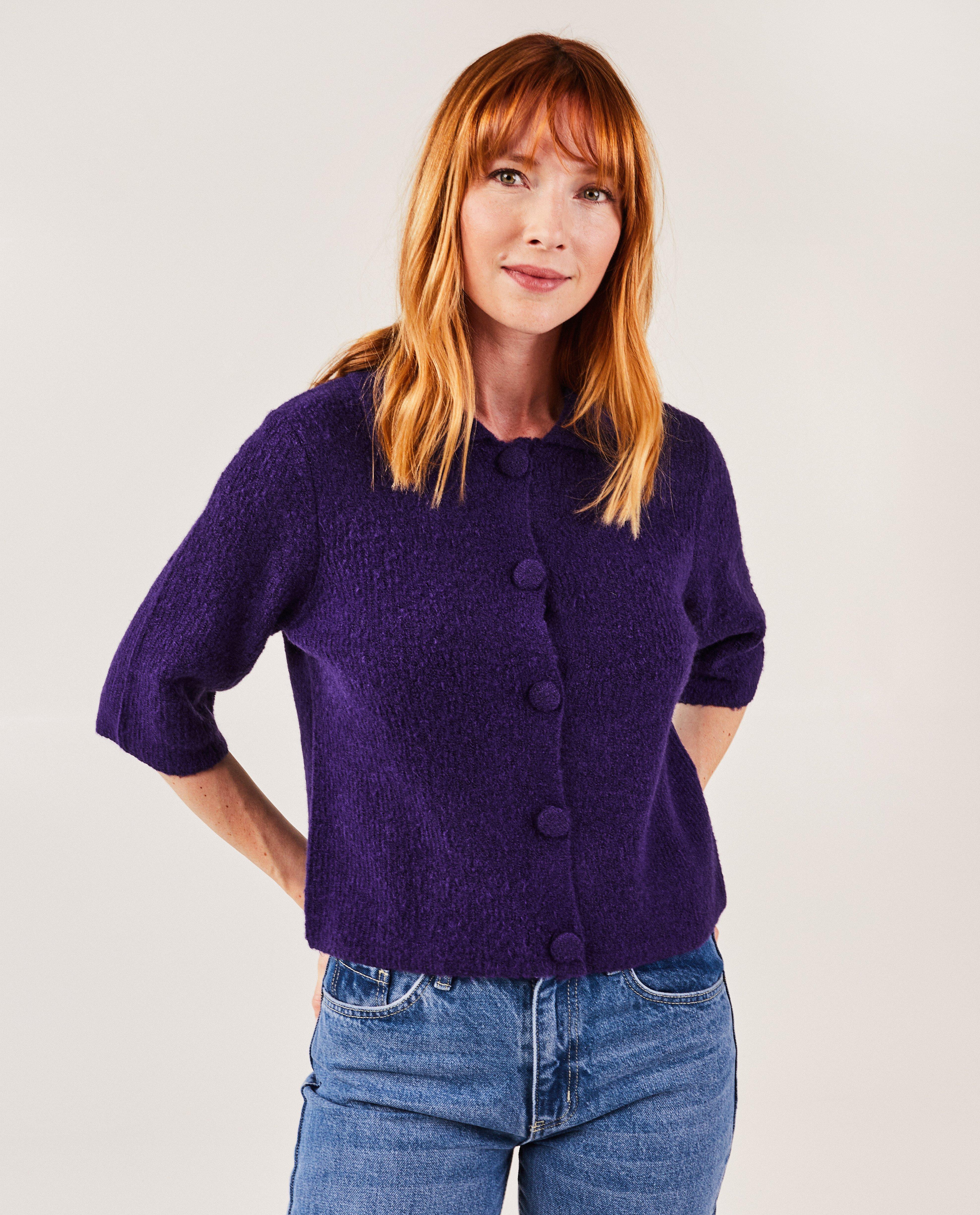 Cardigans - Cardigan mauve foncé en tricot