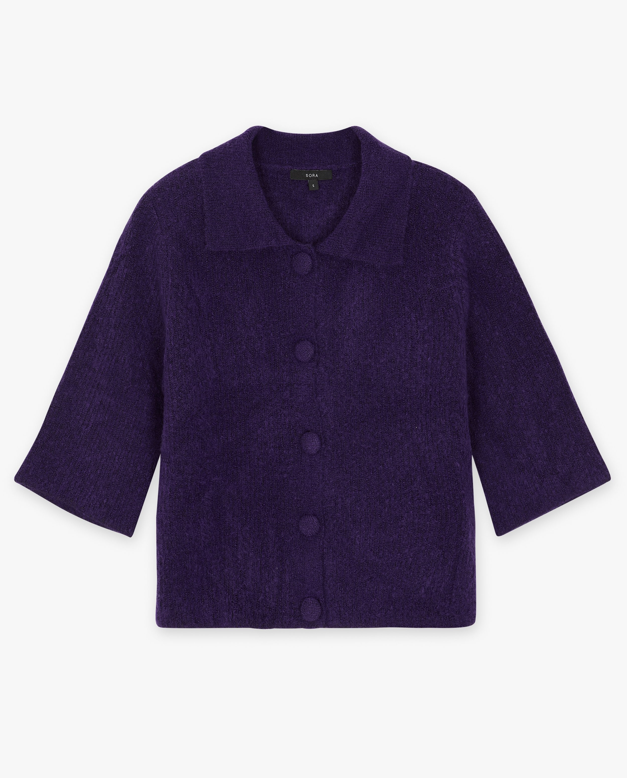 Cardigan - Donkerpaarse gebreide cardigan