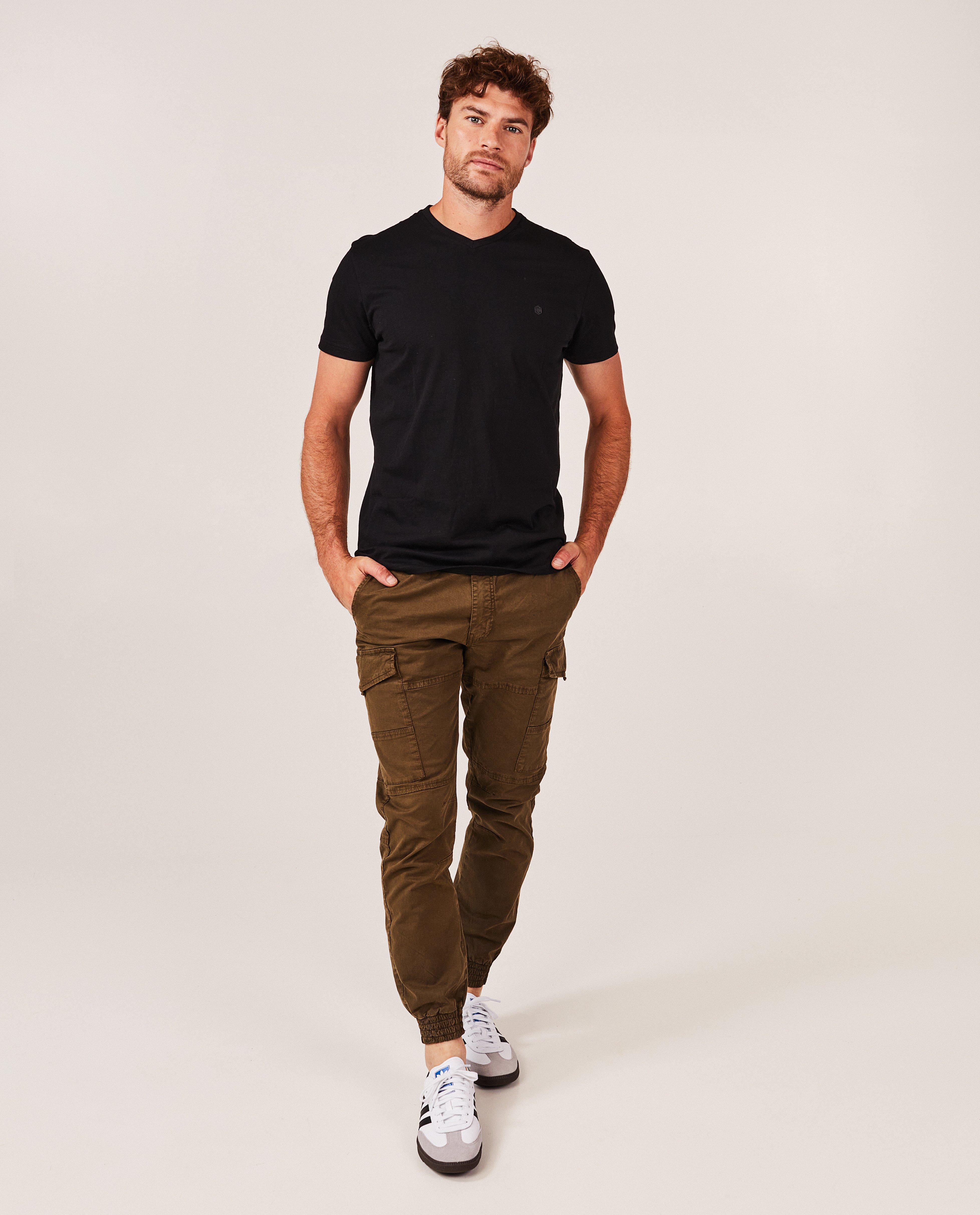 Pantalons - Pantalon vert foncé, coupe cargo